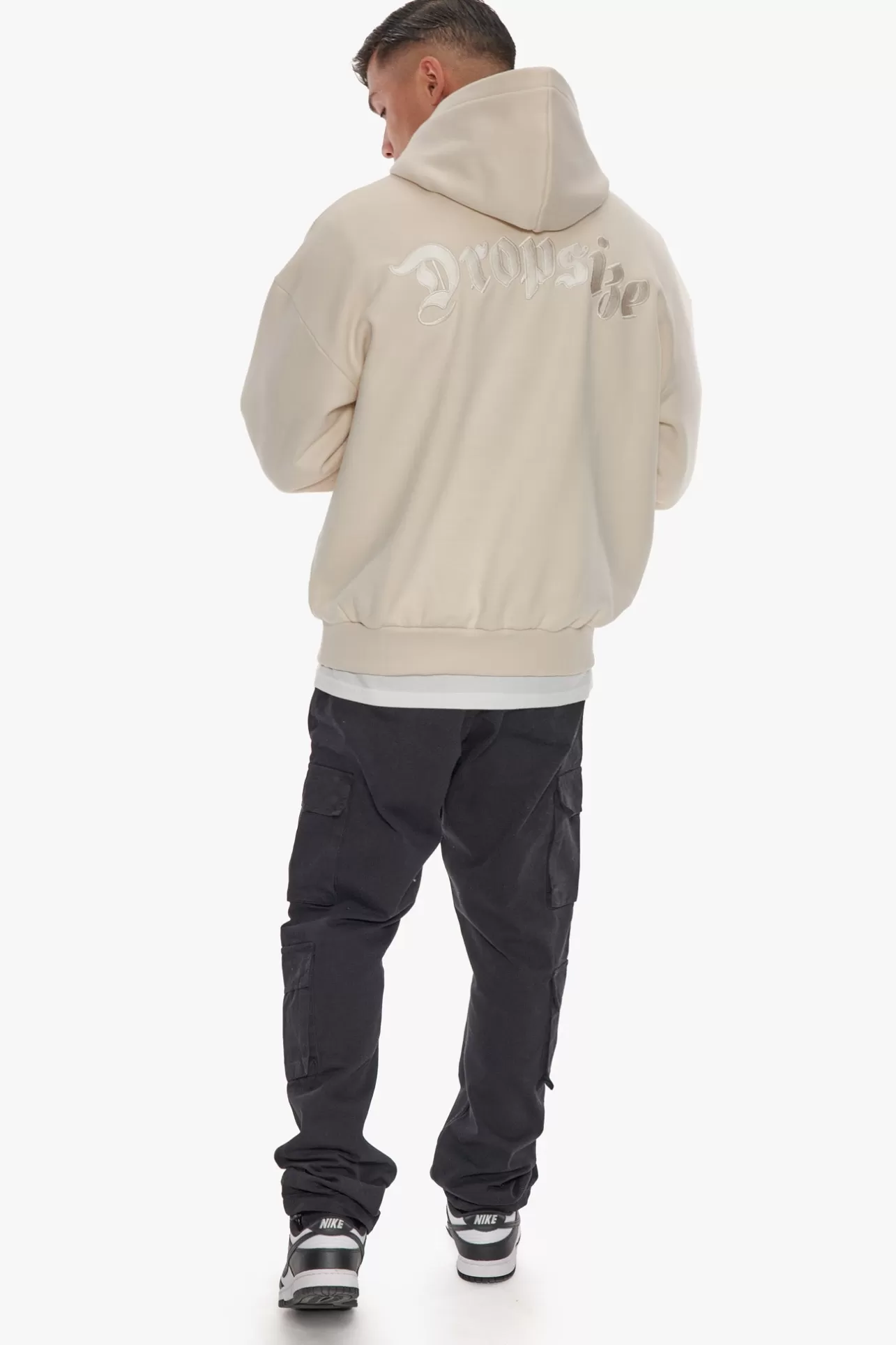 Dropsize HEAVY OVERSIZE FLAT BACK EMBO HOODIE COCONUT MILK* Hoodie