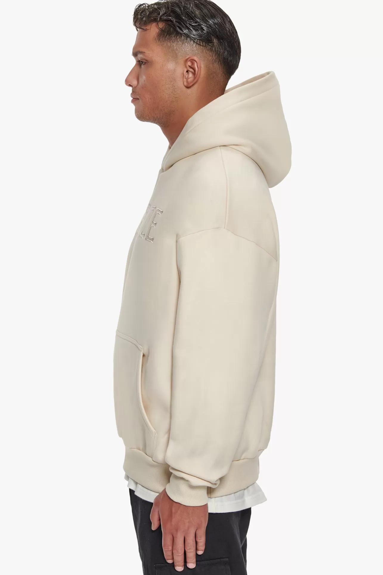Dropsize HEAVY OVERSIZE FLAT FRONT EMBO HOODIE COCONUT MILK* Hoodie