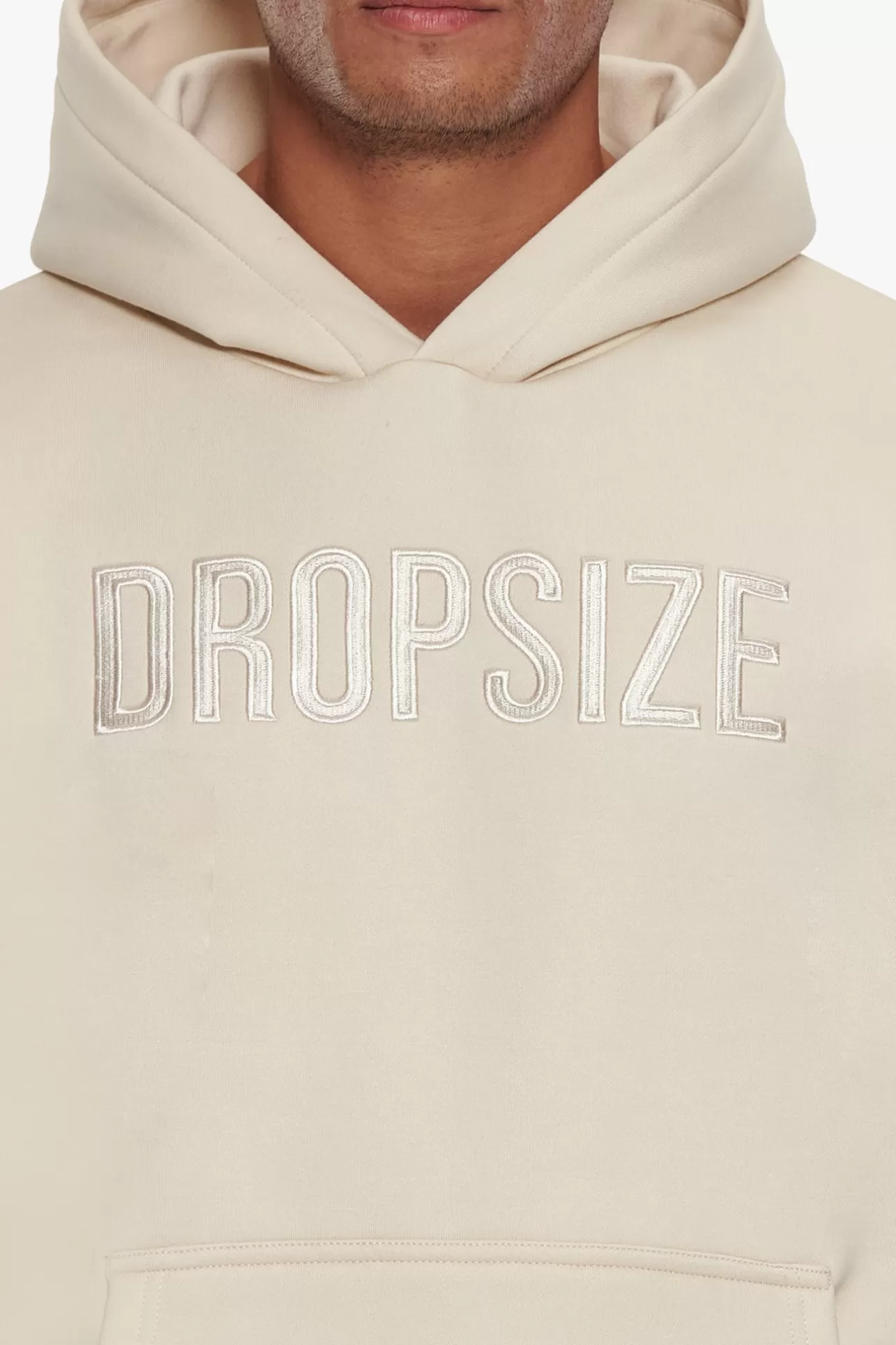 Dropsize HEAVY OVERSIZE FLAT FRONT EMBO HOODIE COCONUT MILK* Hoodie