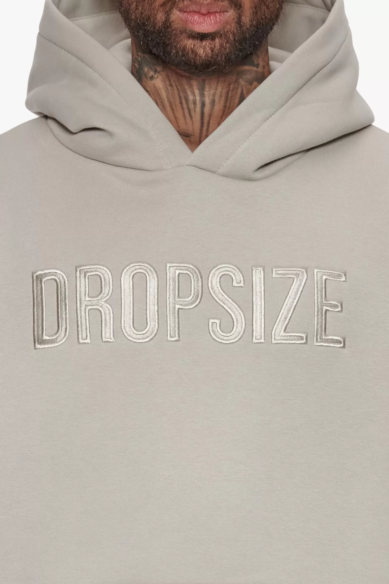 Dropsize HEAVY OVERSIZE FLAT FRONT EMBO HOODIE MOON BEAM* Hoodie