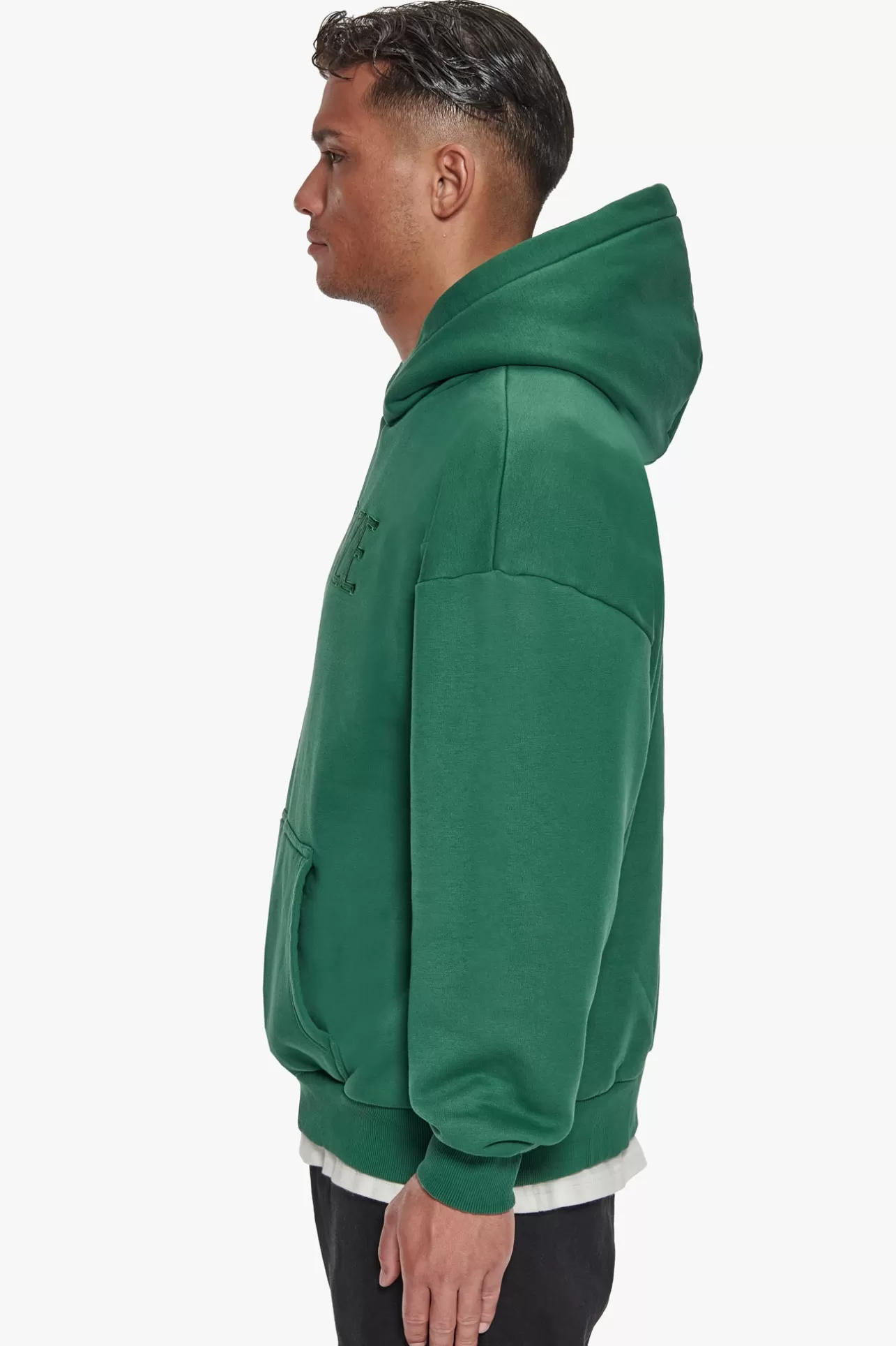 Dropsize HEAVY OVERSIZE FLAT FRONT EMBO HOODIE WASHED GREEN* Hoodie