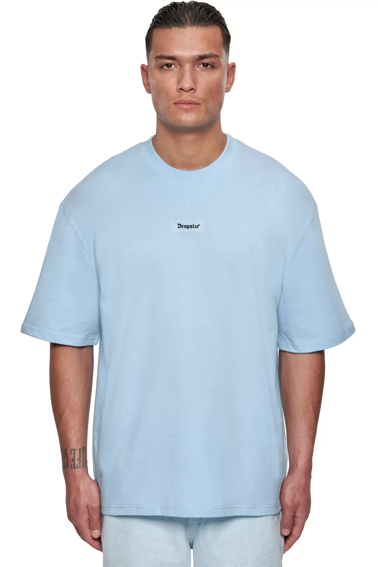 Dropsize HEAVY OVERSIZE FRONT RUBBER PATCH T-SHIRT BABY BLUE* T Shirt