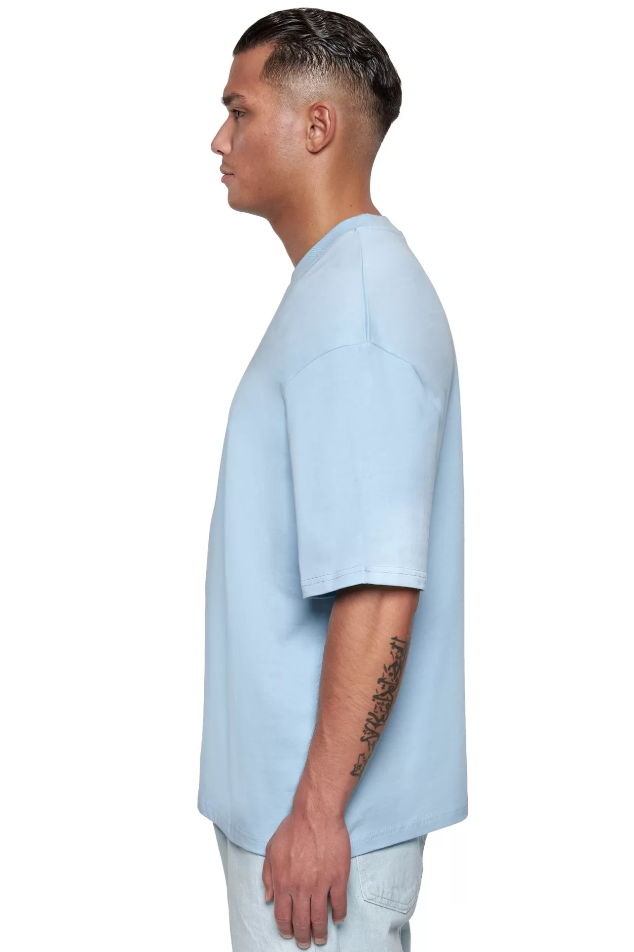 Dropsize HEAVY OVERSIZE FRONT RUBBER PATCH T-SHIRT BABY BLUE* T Shirt