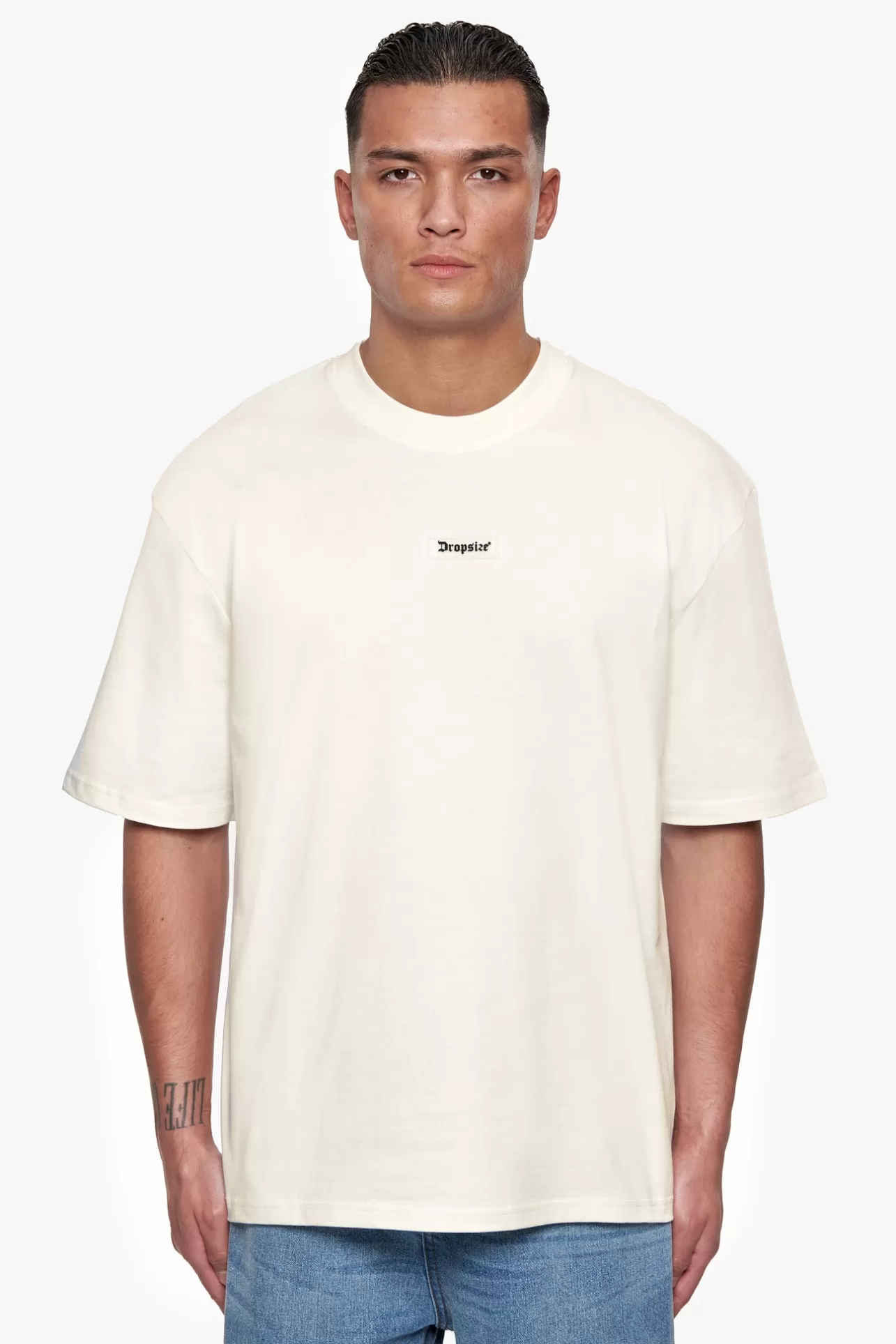 Dropsize HEAVY OVERSIZE FRONT RUBBER PATCH T-SHIRT CREAM* T Shirt