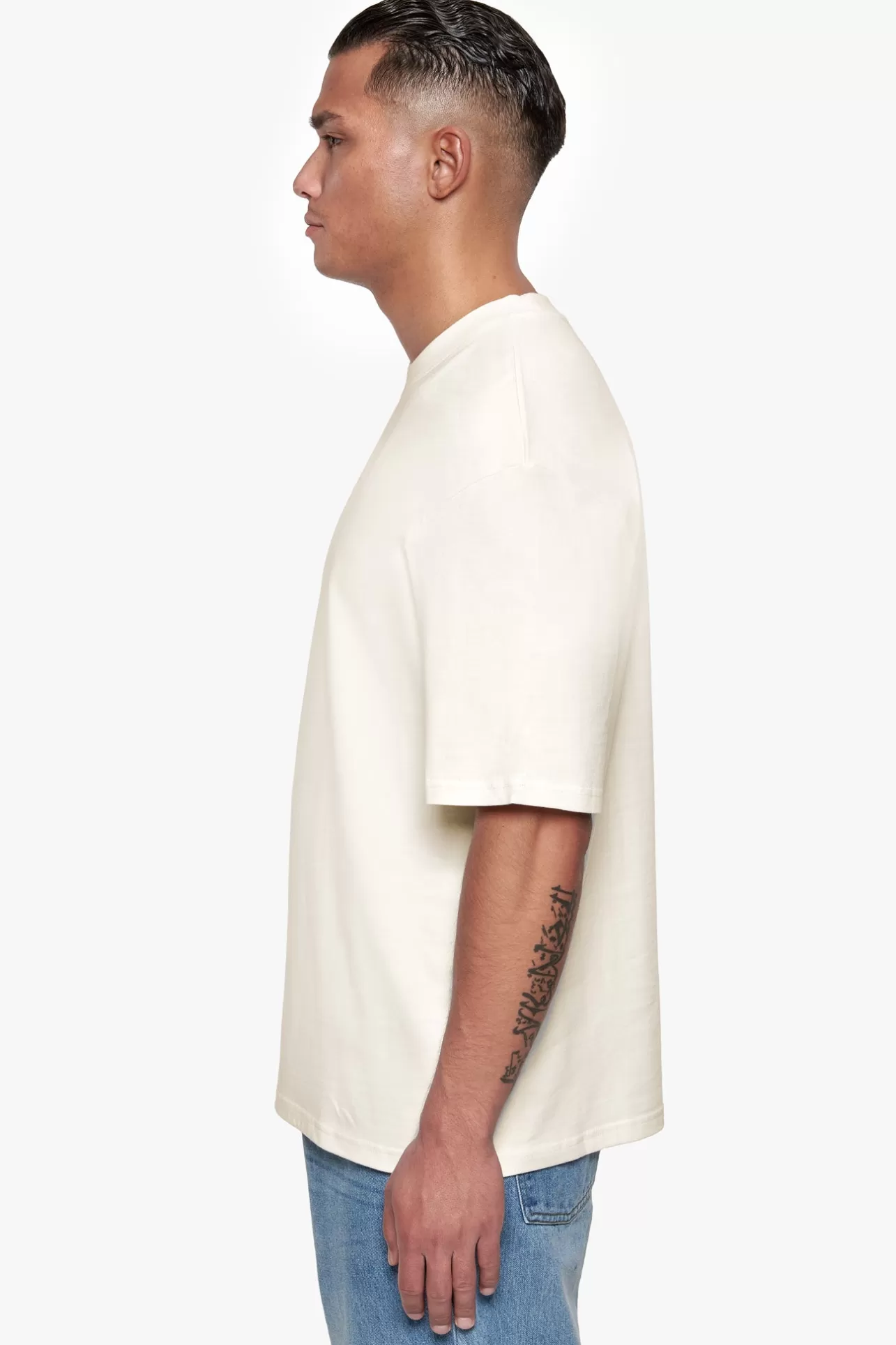Dropsize HEAVY OVERSIZE FRONT RUBBER PATCH T-SHIRT CREAM* T Shirt