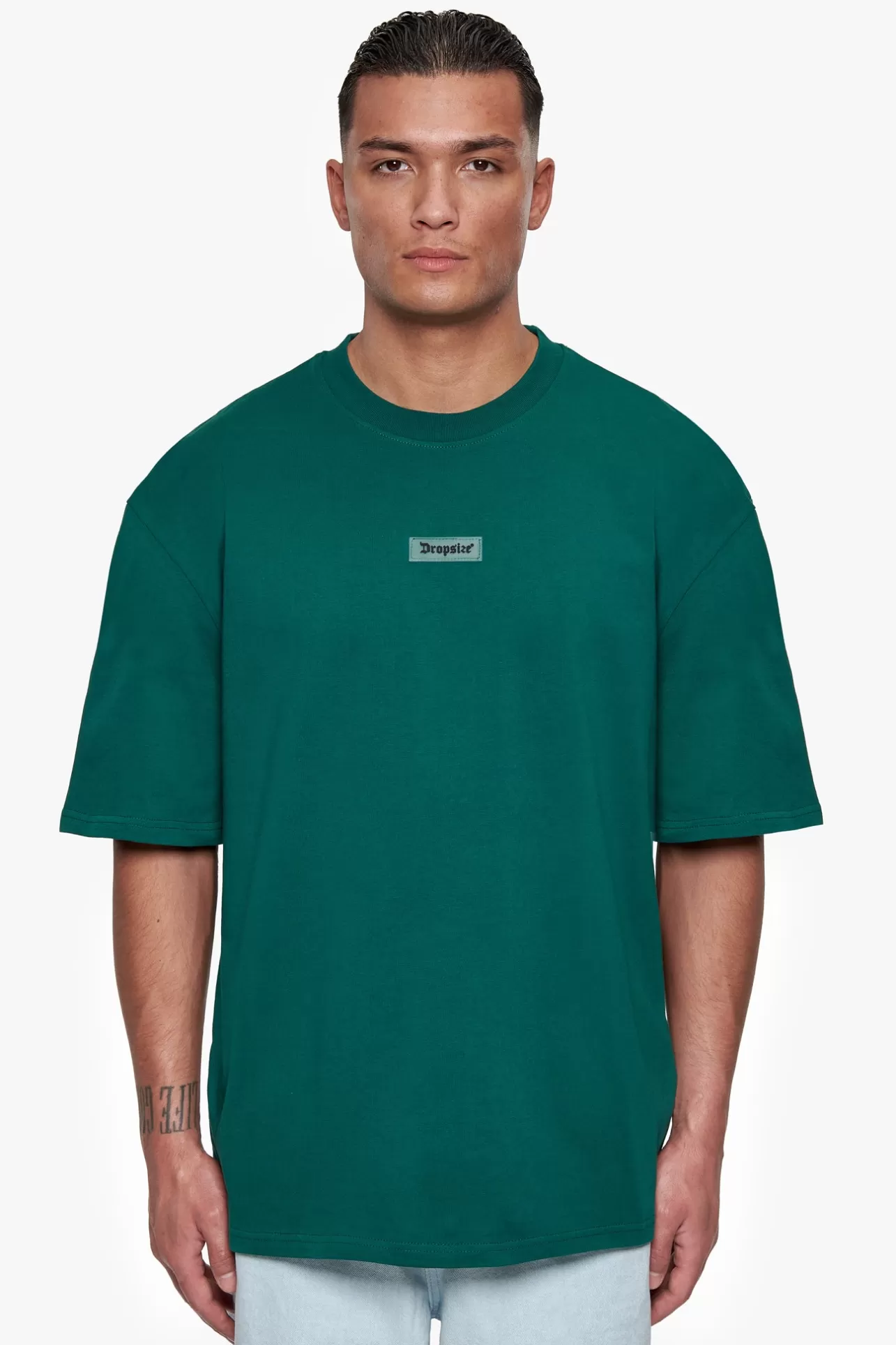 Dropsize HEAVY OVERSIZE FRONT RUBBER PATCH T-SHIRT GREEN* T Shirt