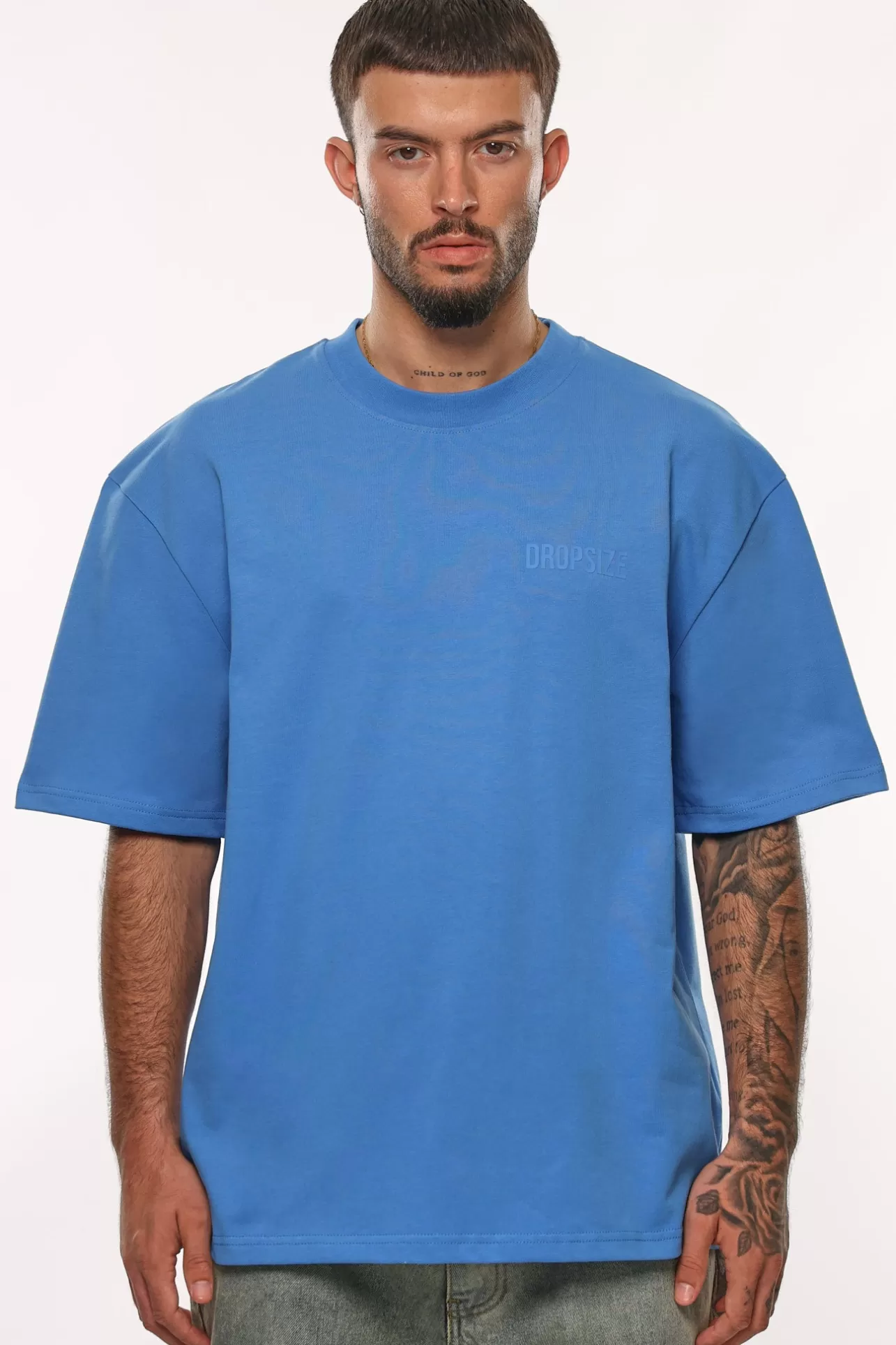 Dropsize HEAVY OVERSIZE HD PRINT T-SHIRT AZURE BLUE* T Shirt