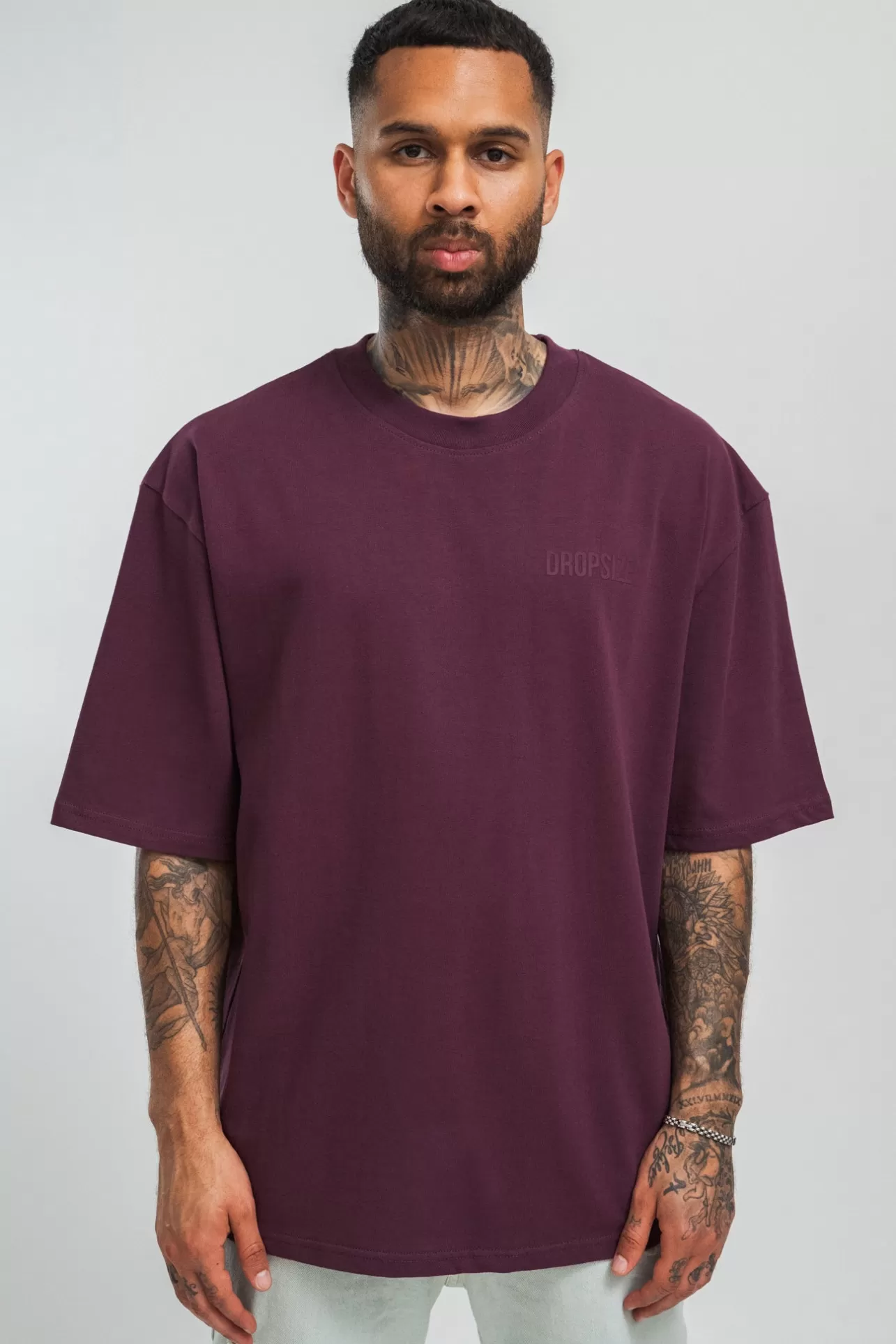 Dropsize HEAVY OVERSIZE HD PRINT T-SHIRT GRAPE WINE* T Shirt