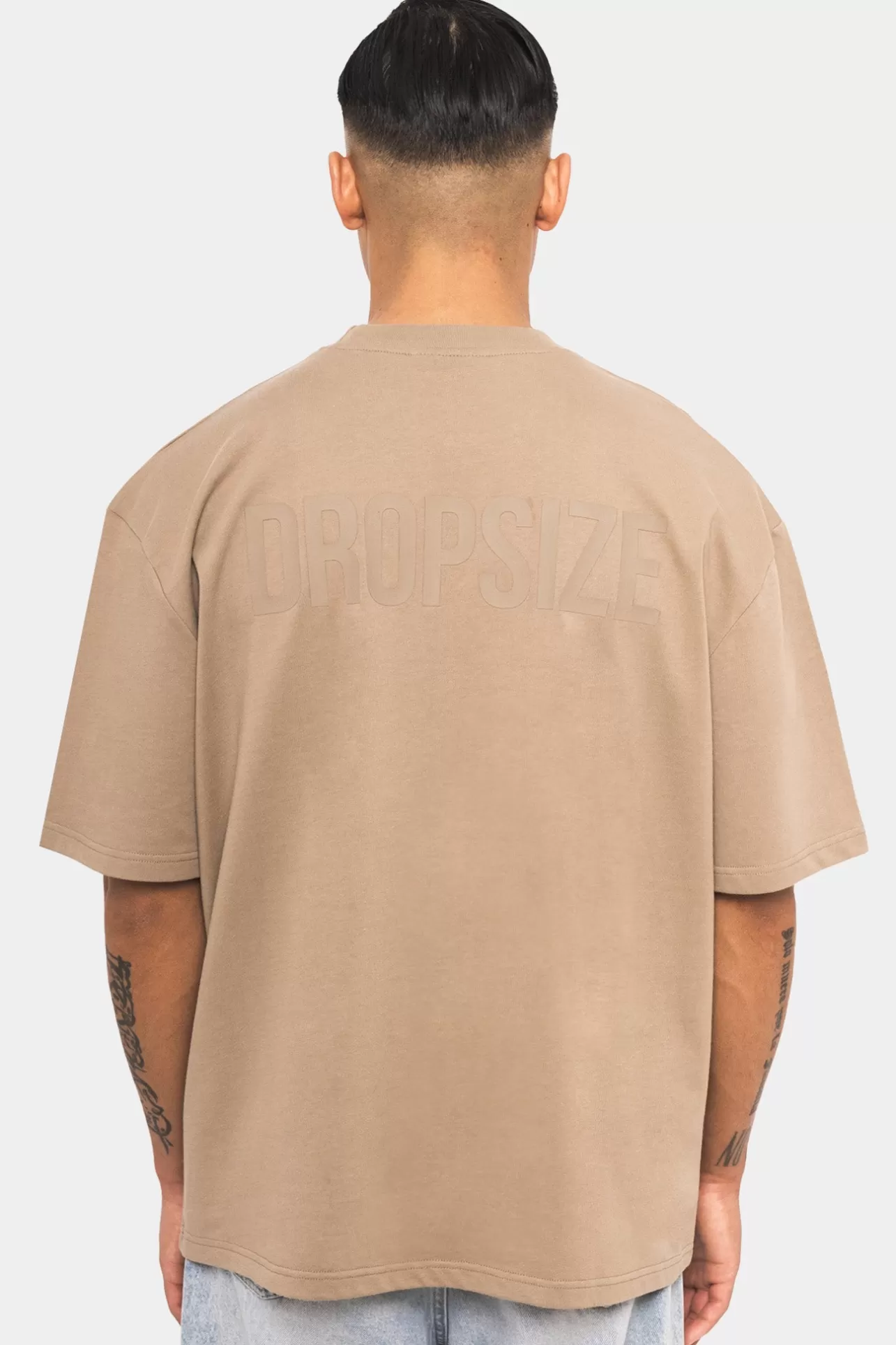 Dropsize HEAVY OVERSIZE HD PRINT T-SHIRT SILVER MINK* T Shirt