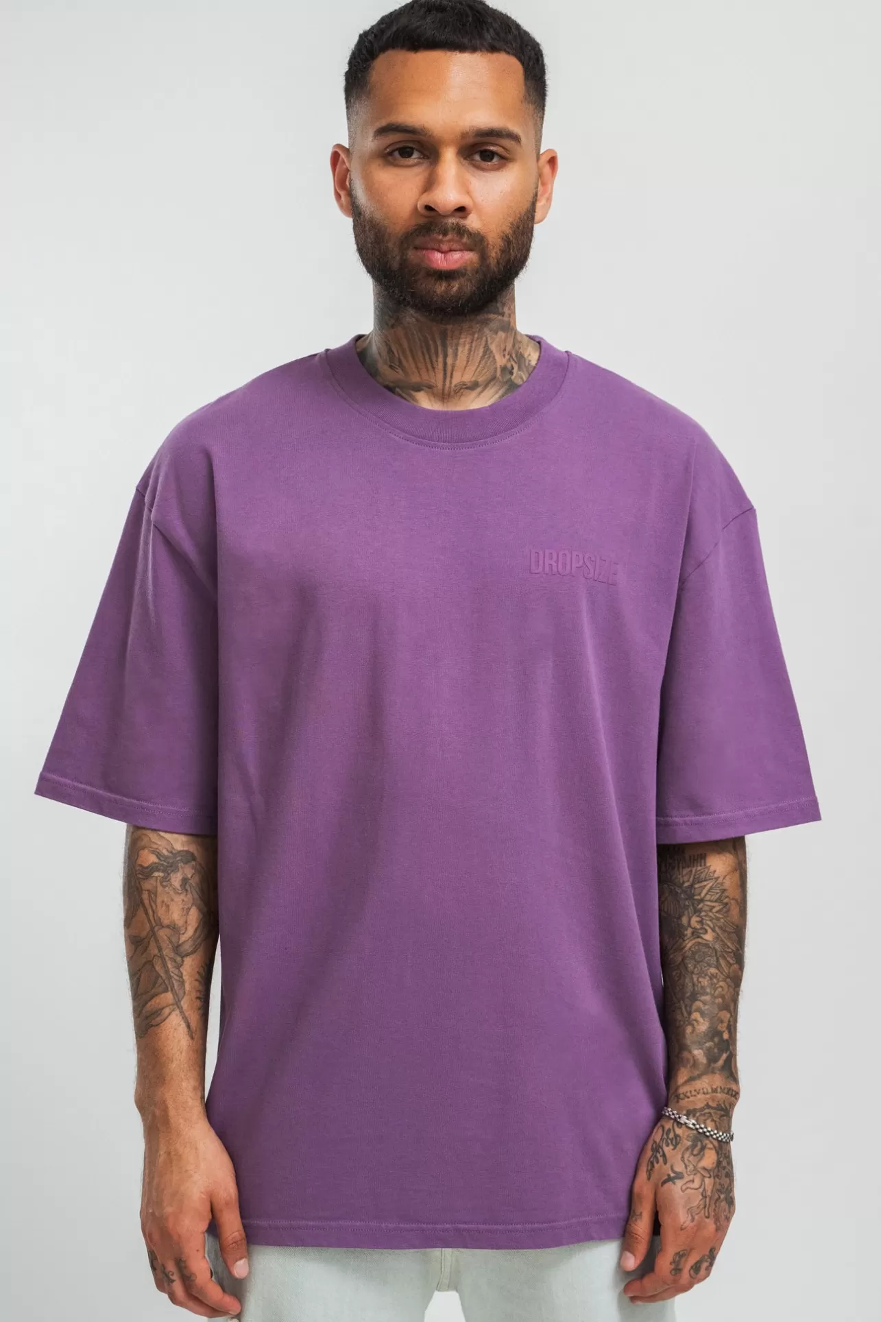Dropsize HEAVY OVERSIZE HD PRINT T-SHIRT WASHED PURPLE* T Shirt
