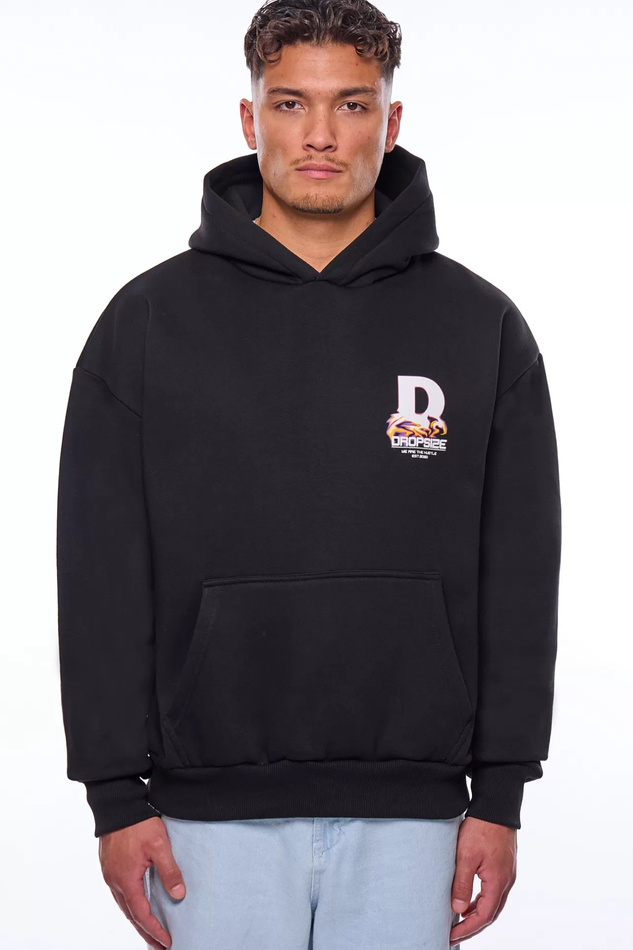 Dropsize HEAVY OVERSIZE HUSTLE HOODIE BLACK* Hoodie