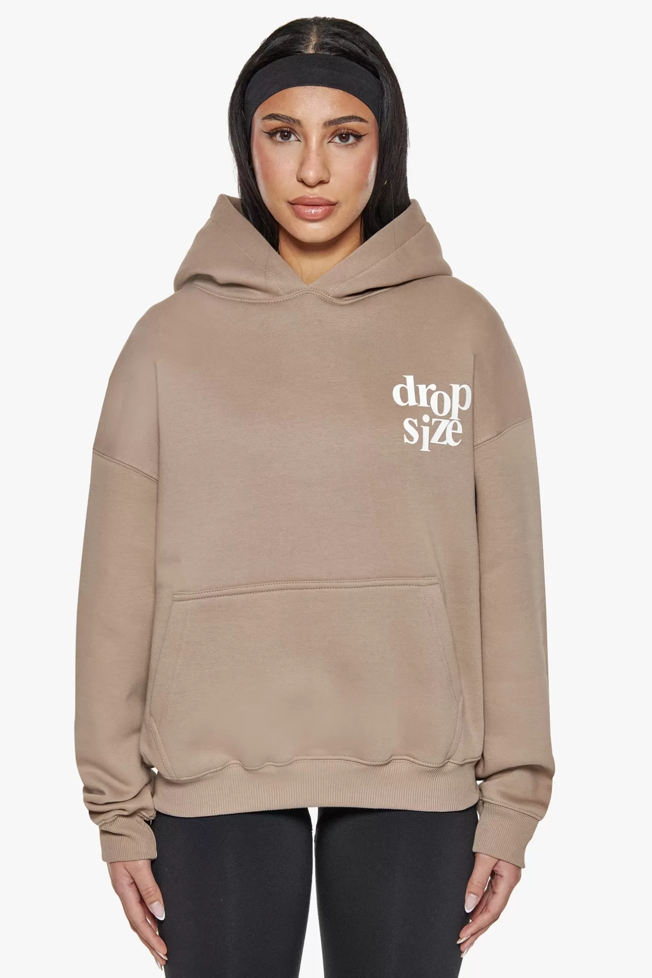 Dropsize HEAVY OVERSIZE LADIES LETTERS HOODIE SILVER MINK / WHITE*Women Women