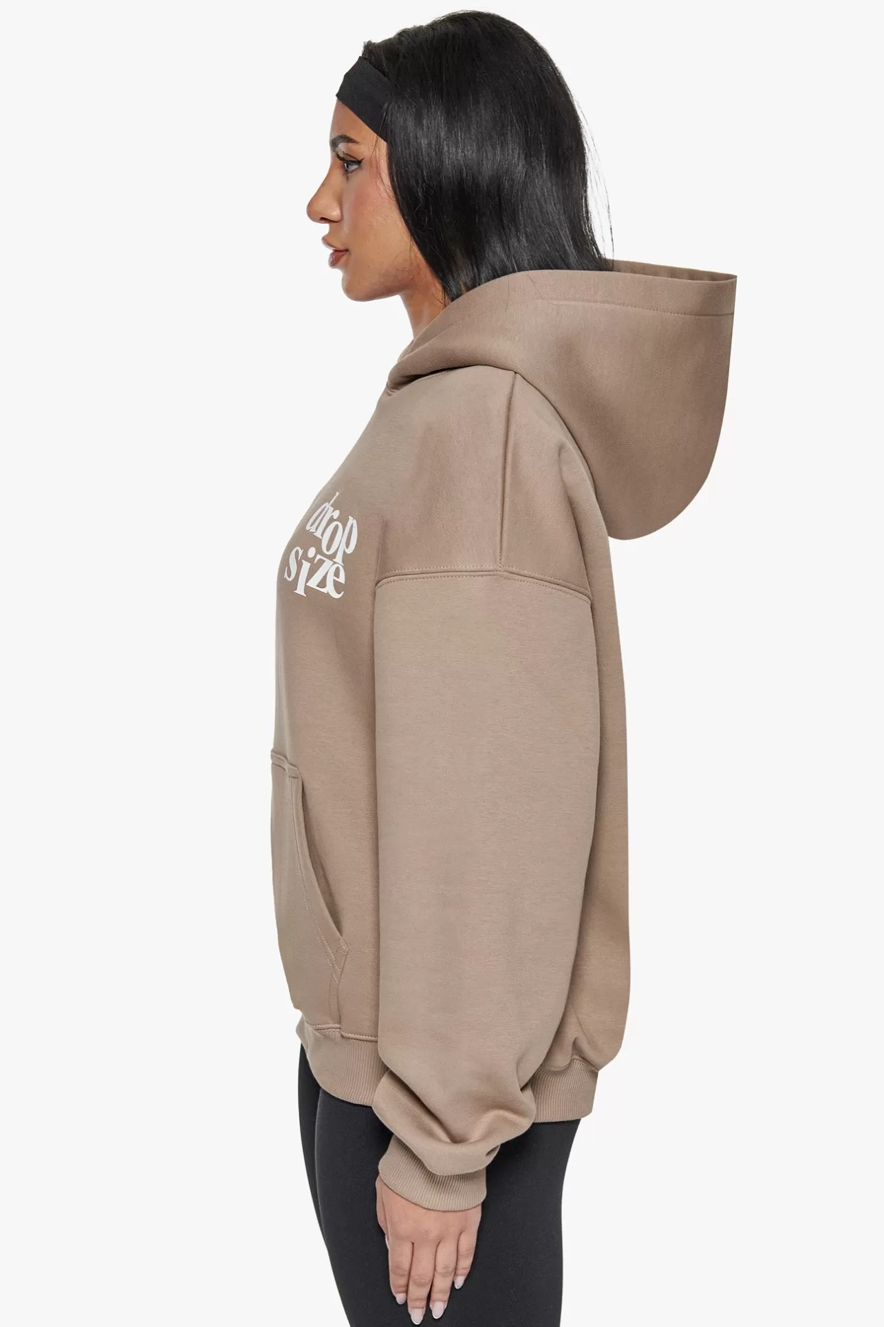 Dropsize HEAVY OVERSIZE LADIES LETTERS HOODIE SILVER MINK / WHITE*Women Women