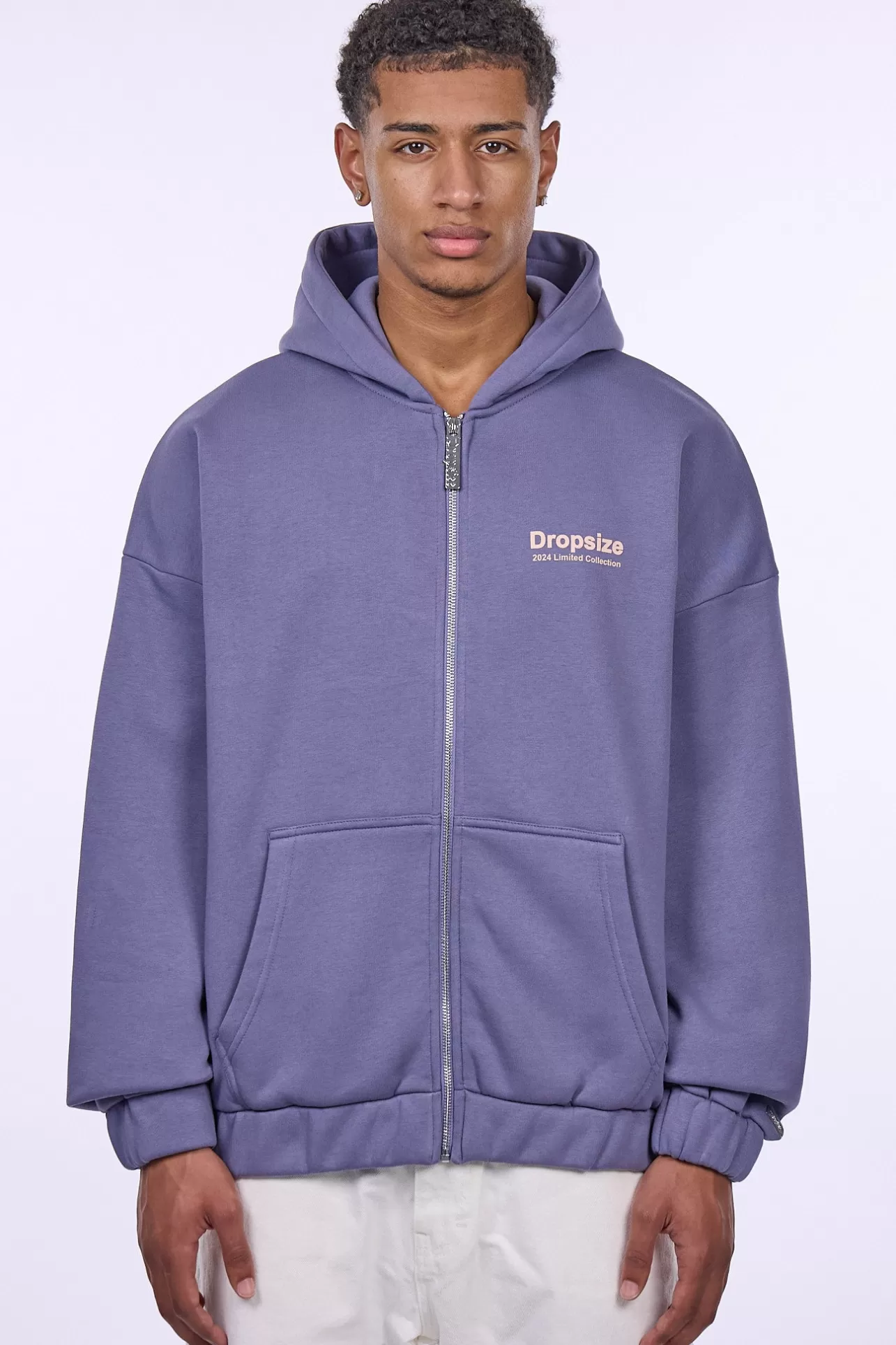 Dropsize HEAVY OVERSIZE LIMITED ZIP-HOODIE BLUE GRANITE* Zips
