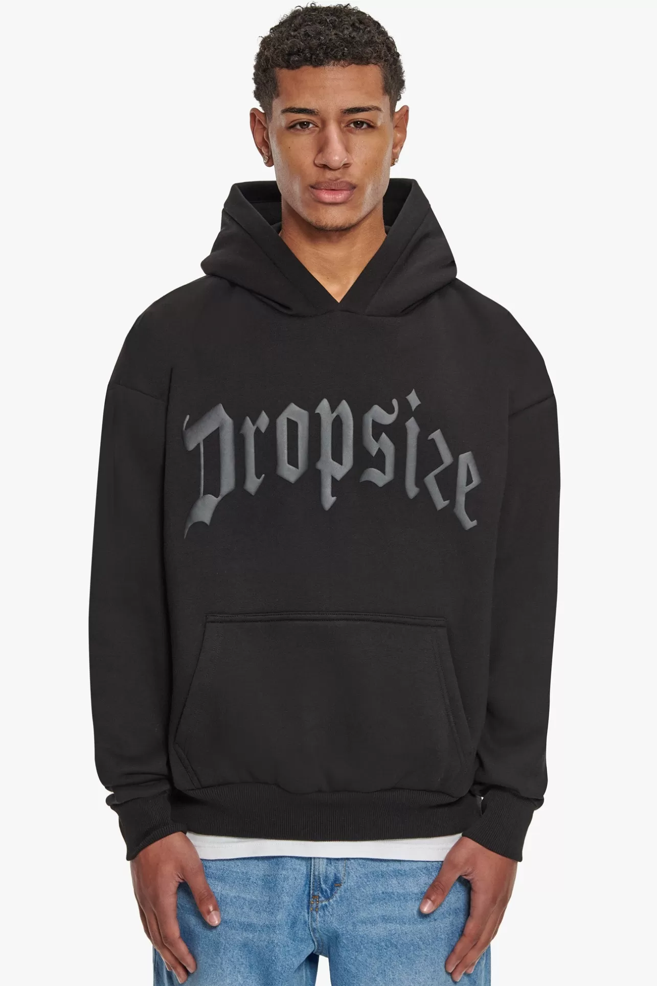Dropsize HEAVY OVERSIZE LOGO BUFFER PRINT HOODIE BLACK* Hoodie