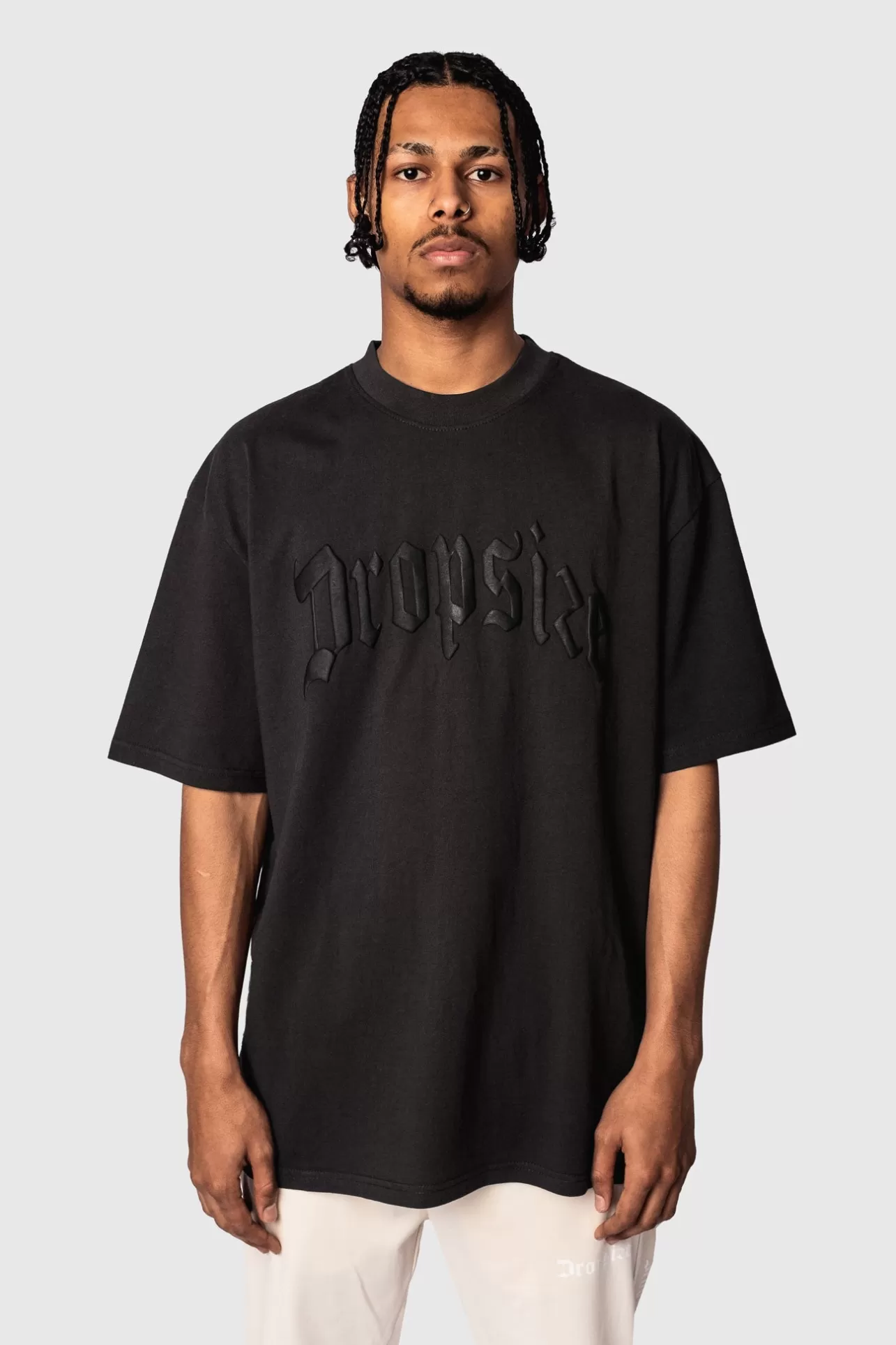 Dropsize HEAVY OVERSIZE LOGO BUFFER PRINT T-SHIRT WASHED BLACK* T Shirt