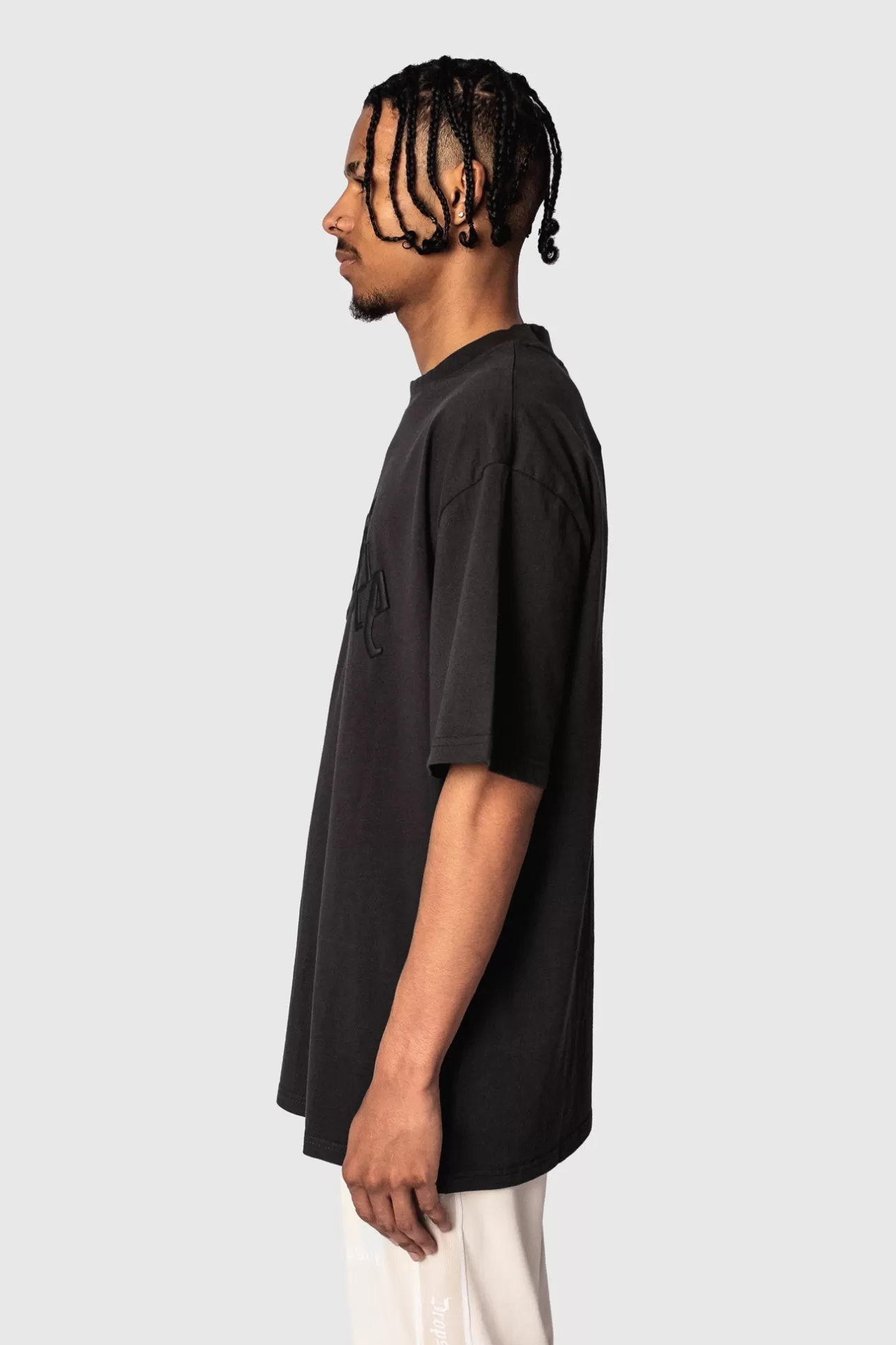 Dropsize HEAVY OVERSIZE LOGO BUFFER PRINT T-SHIRT WASHED BLACK* T Shirt