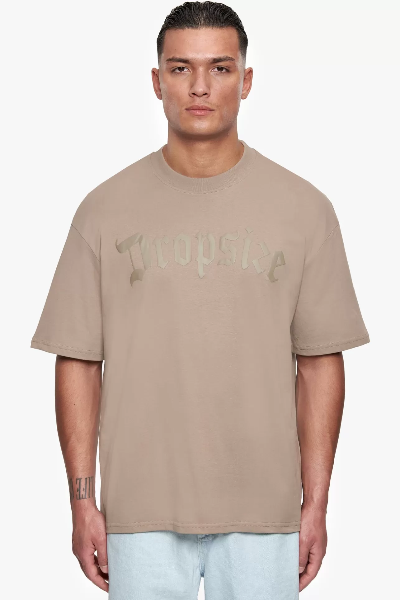 Dropsize HEAVY OVERSIZE LOGO PUFFER PRINT T-SHIRT WEATHERED TEAK* T Shirt