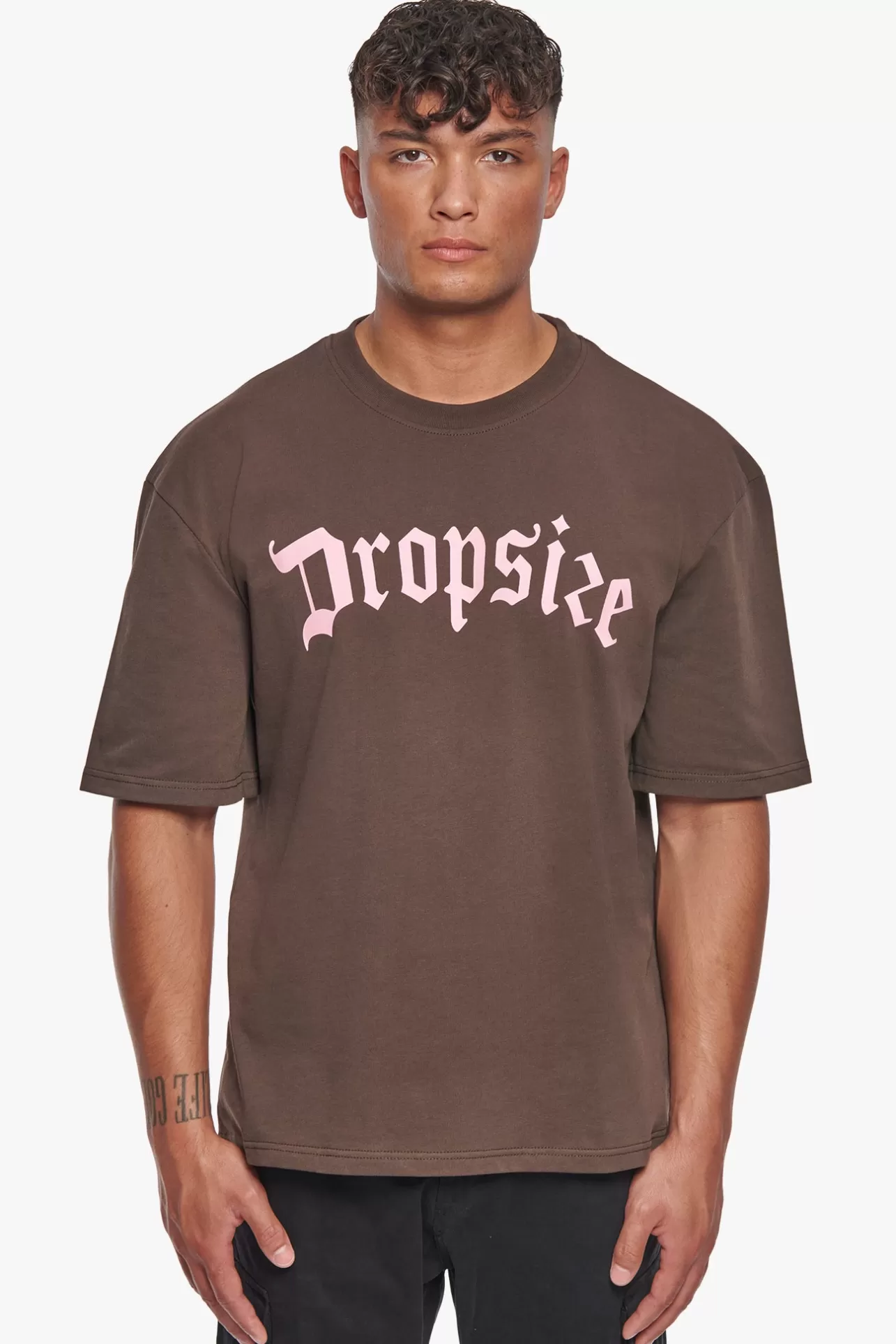 Dropsize HEAVY OVERSIZE LOGO T-SHIRT CHOCOLATE BROWN* T Shirt