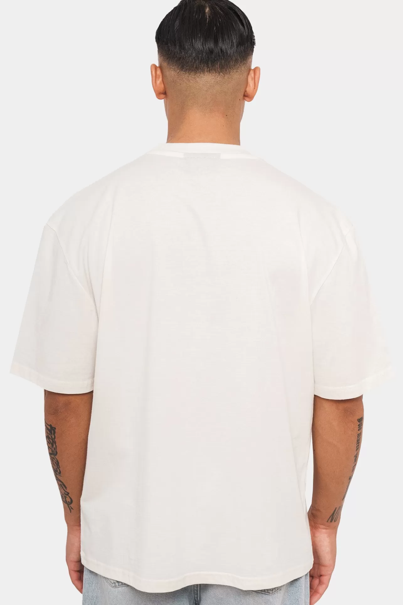 Dropsize HEAVY OVERSIZE LOGO T-SHIRT CREAM WHITE/ BABY BLUE* T Shirt