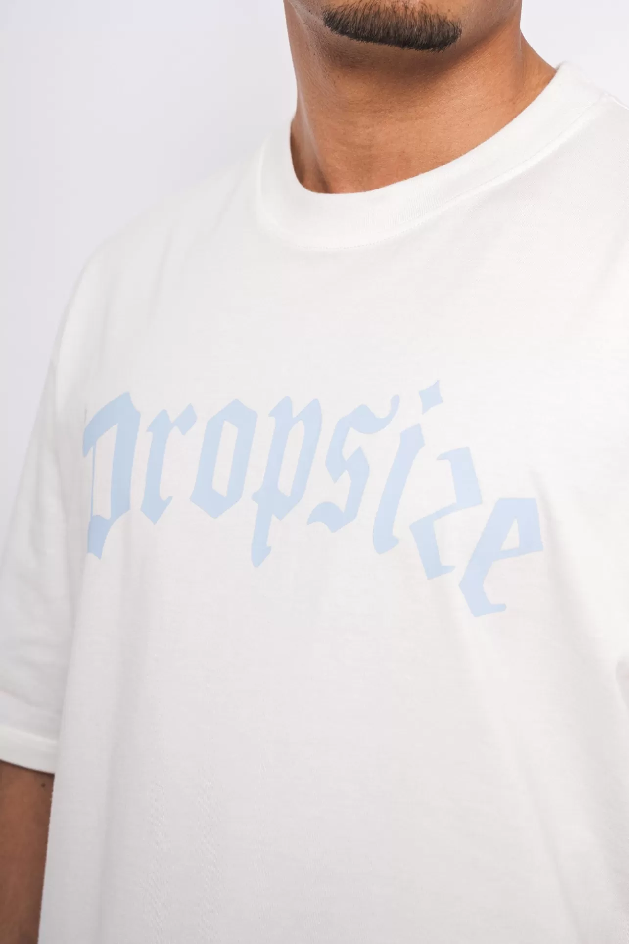 Dropsize HEAVY OVERSIZE LOGO T-SHIRT CREAM WHITE/ BABY BLUE* T Shirt