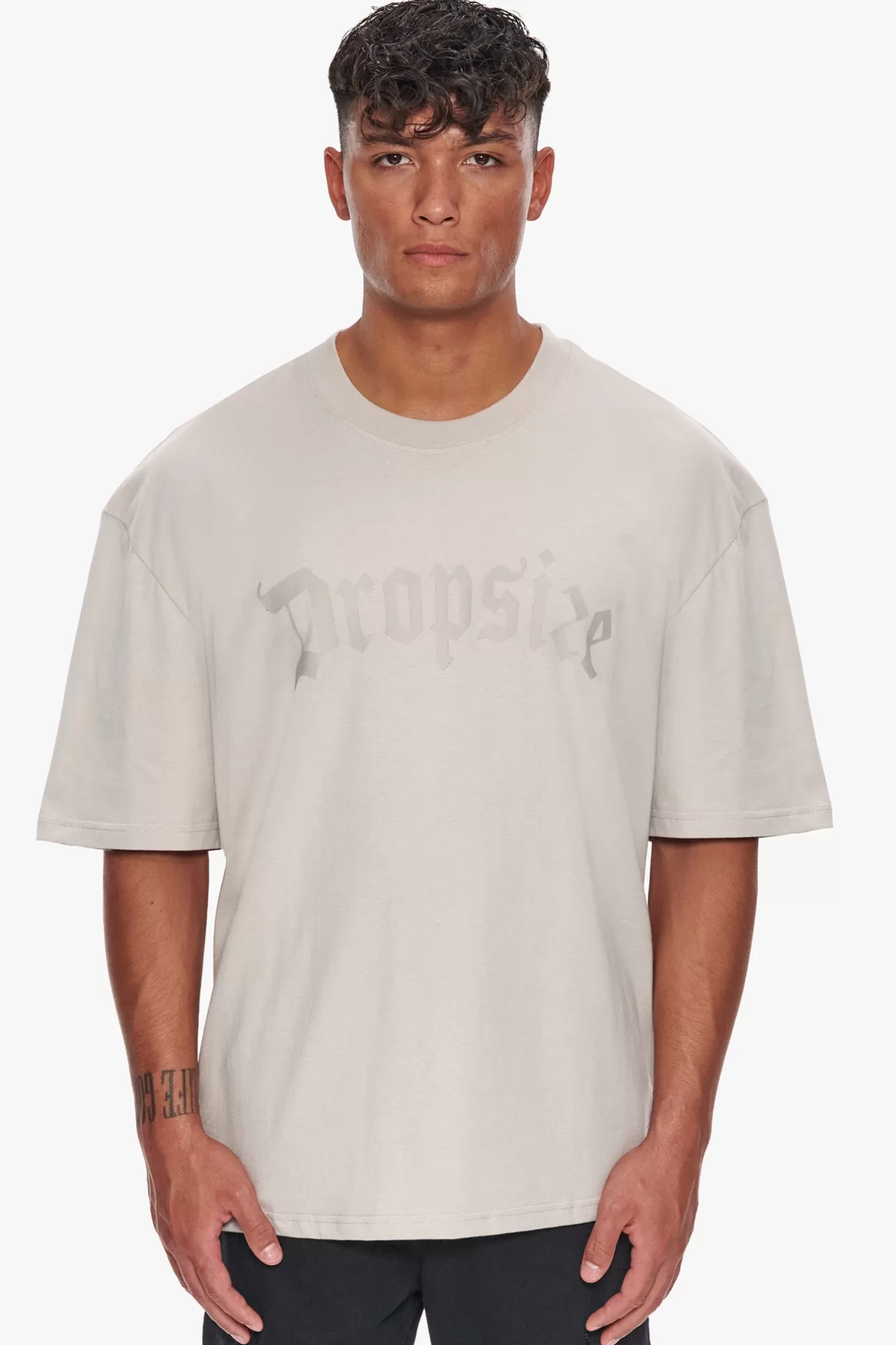 Dropsize HEAVY OVERSIZE LOGO T-SHIRT MOONBEAM* T Shirt