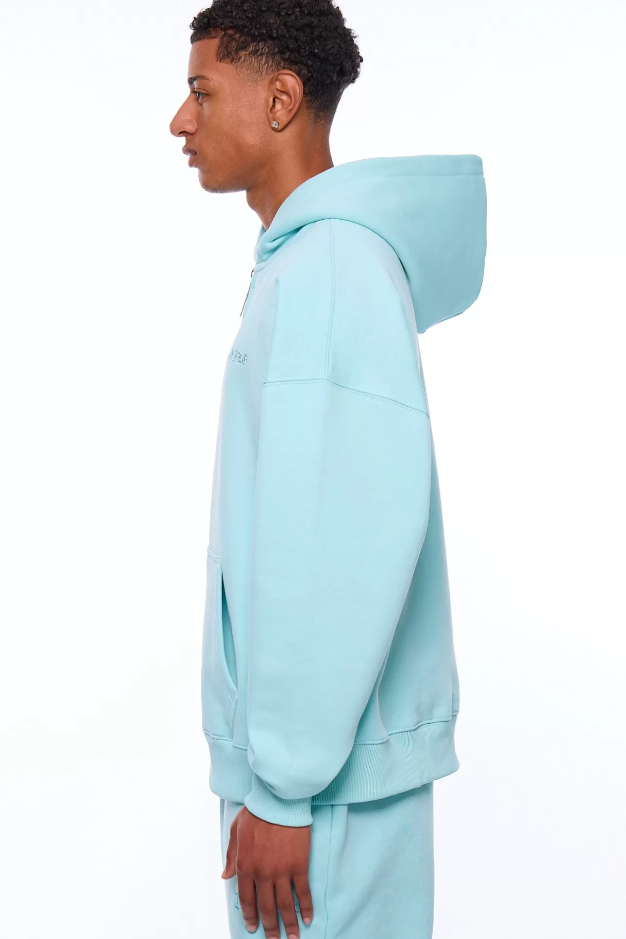 Dropsize HEAVY OVERSIZE LOGO ZIP HOODIE TURQUOISE* Zips