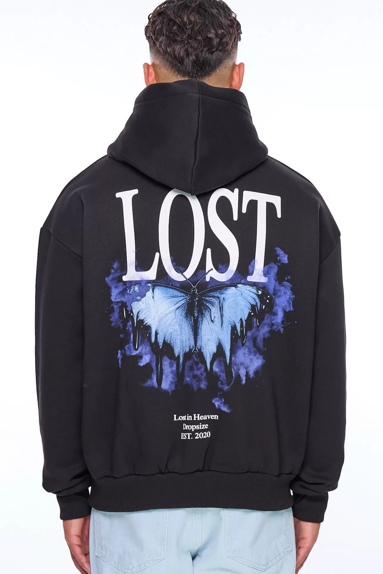 Dropsize HEAVY OVERSIZE LOST BUTTERFLY HOODIE BLACK* Hoodie