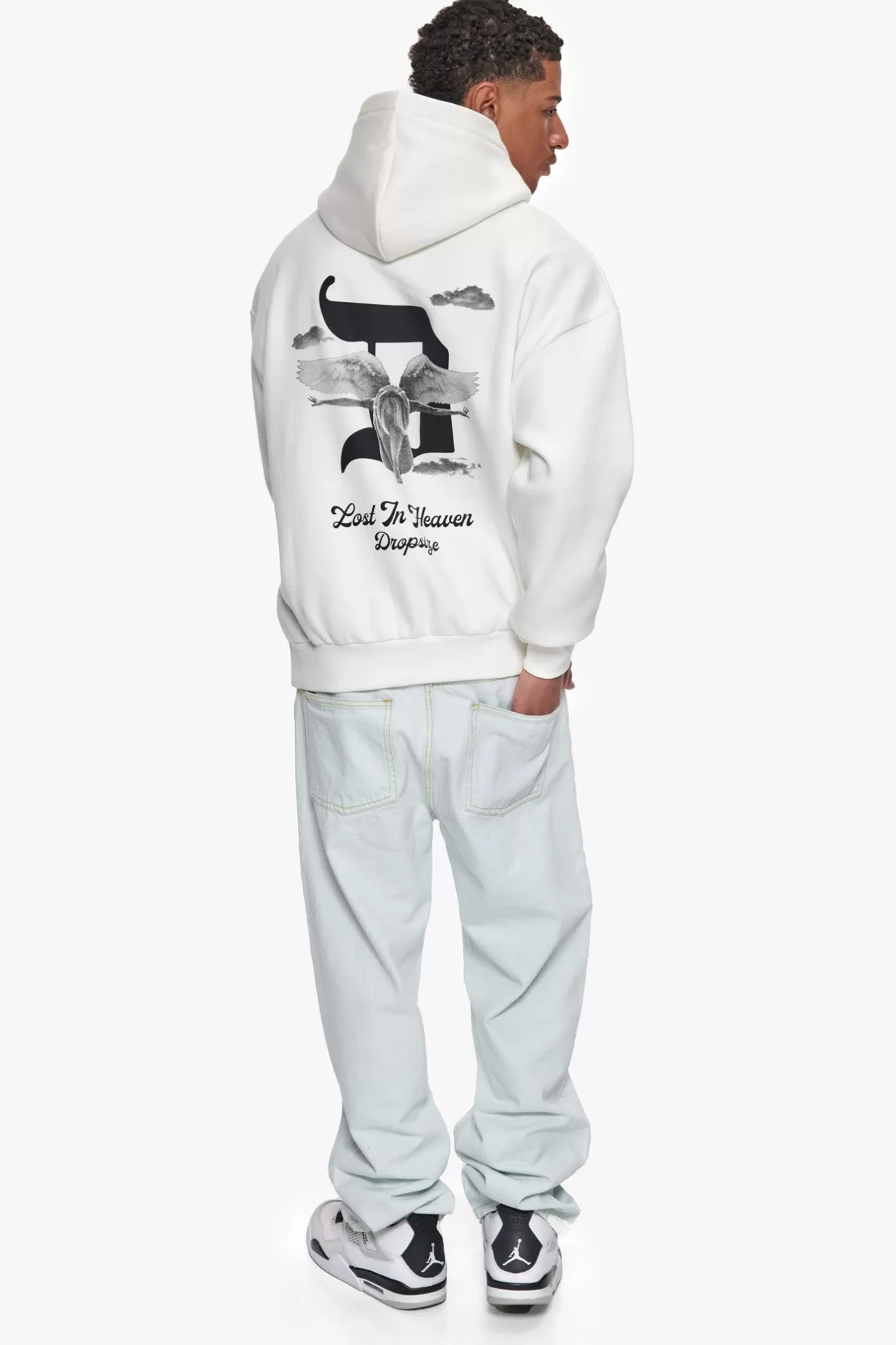 Dropsize HEAVY OVERSIZE LOST IN HEAVEN HOODIE CREAM WHITE* Hoodie