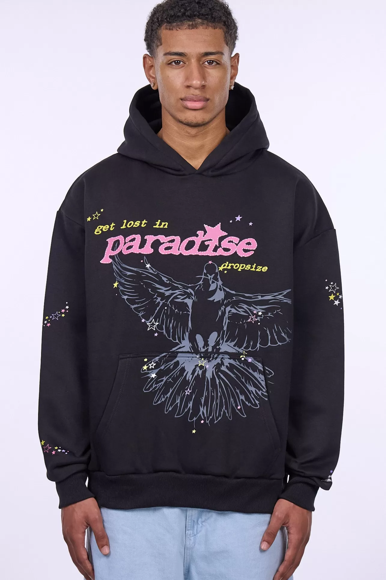 Dropsize HEAVY OVERSIZE LOUD PARADISE HOODIE BLACK* Hoodie