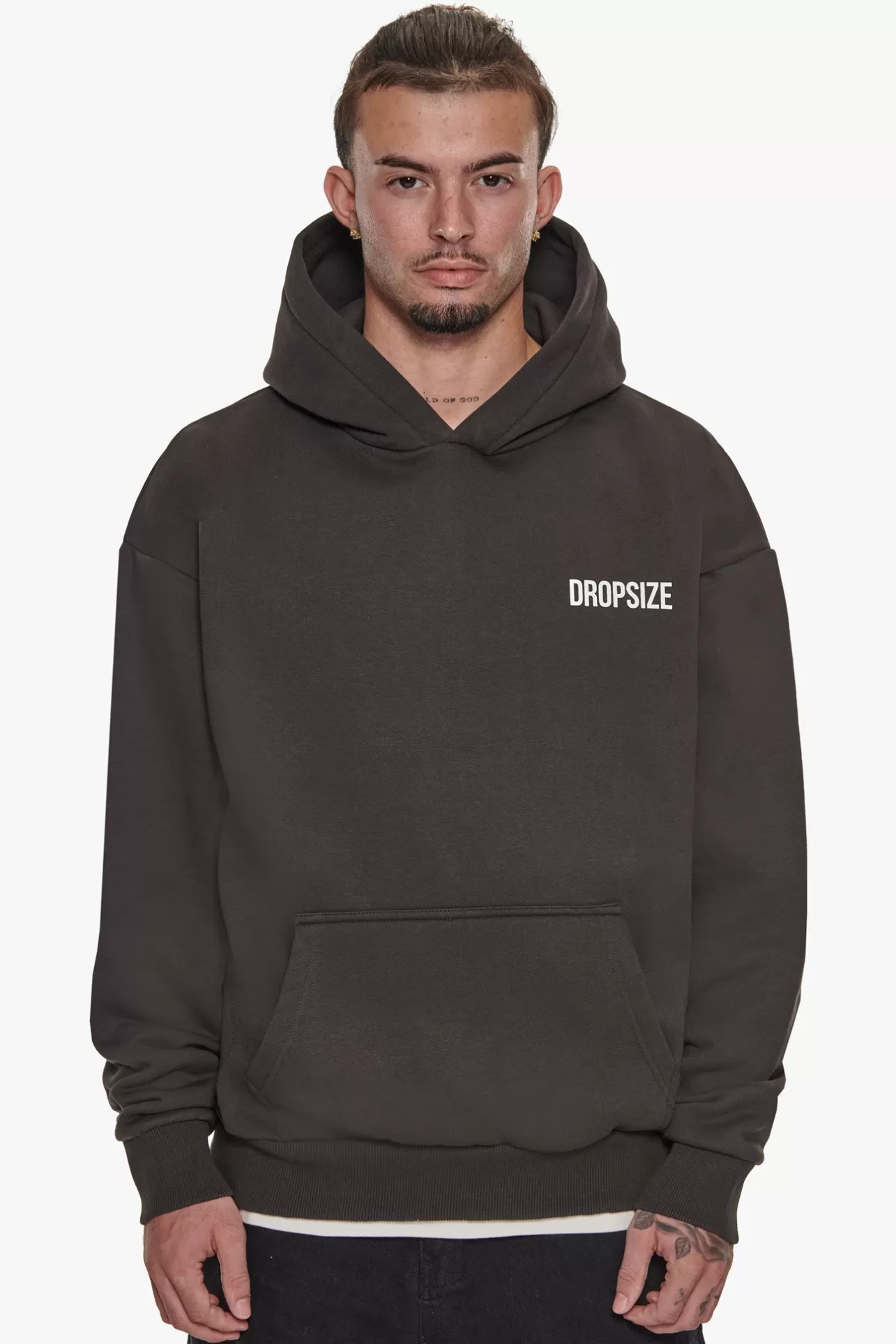 Dropsize HEAVY OVERSIZE MARBLE WORLDWIDE HOODIE WASHED BLACK* Hoodie