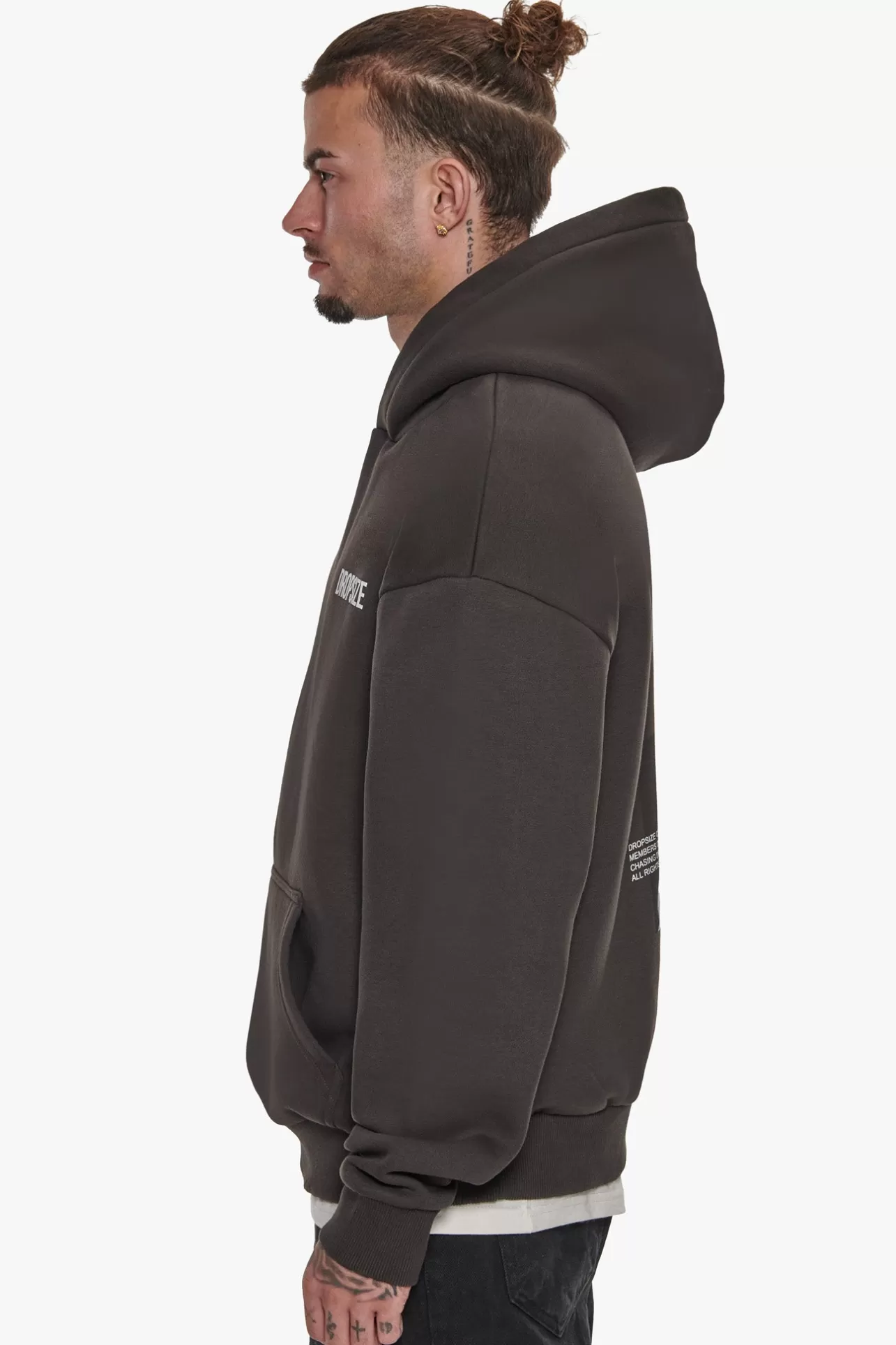 Dropsize HEAVY OVERSIZE MARBLE WORLDWIDE HOODIE WASHED BLACK* Hoodie