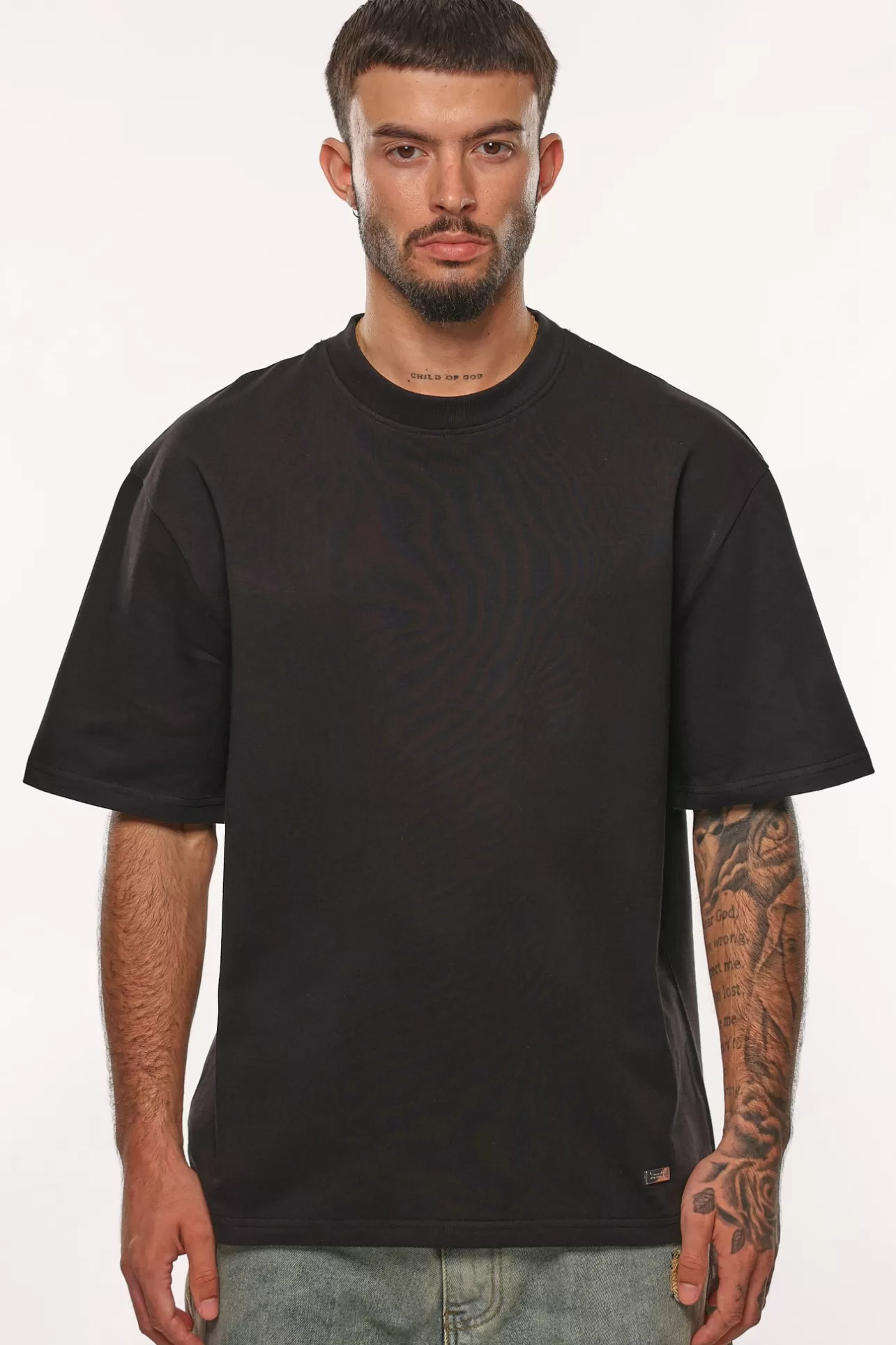 Dropsize HEAVY OVERSIZE METAL PATCH BASIC T-SHIRT ANTHRACITE* T Shirt