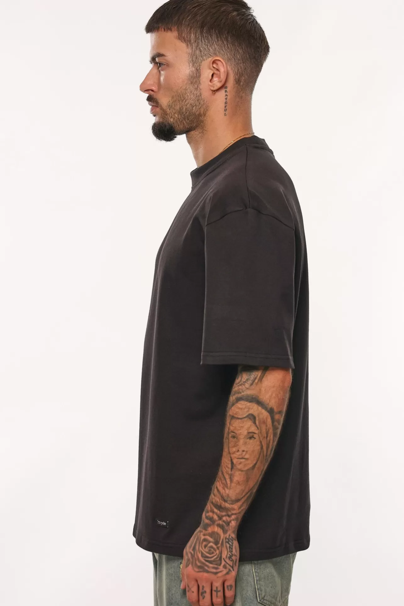 Dropsize HEAVY OVERSIZE METAL PATCH BASIC T-SHIRT ANTHRACITE* T Shirt