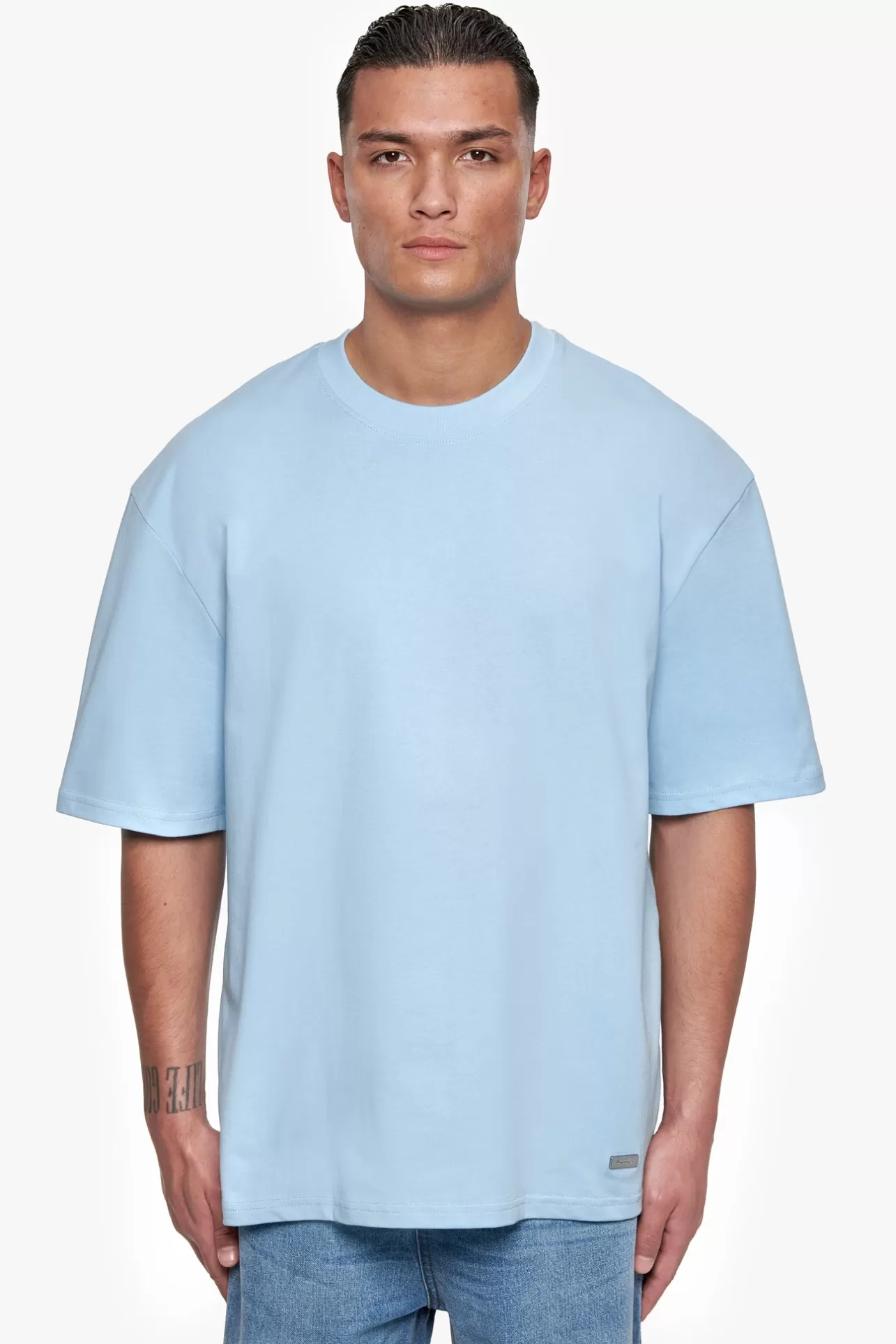 Dropsize HEAVY OVERSIZE METAL PATCH BASIC T-SHIRT BABY BLUE* T Shirt