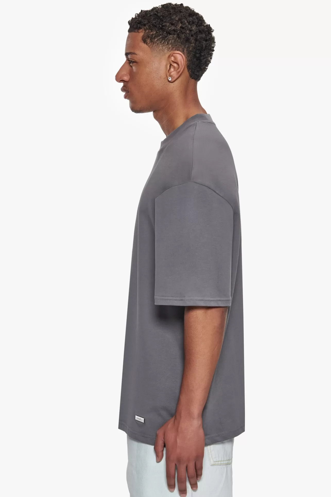 Dropsize HEAVY OVERSIZE METAL PATCH BASIC T-SHIRT GREY* T Shirt