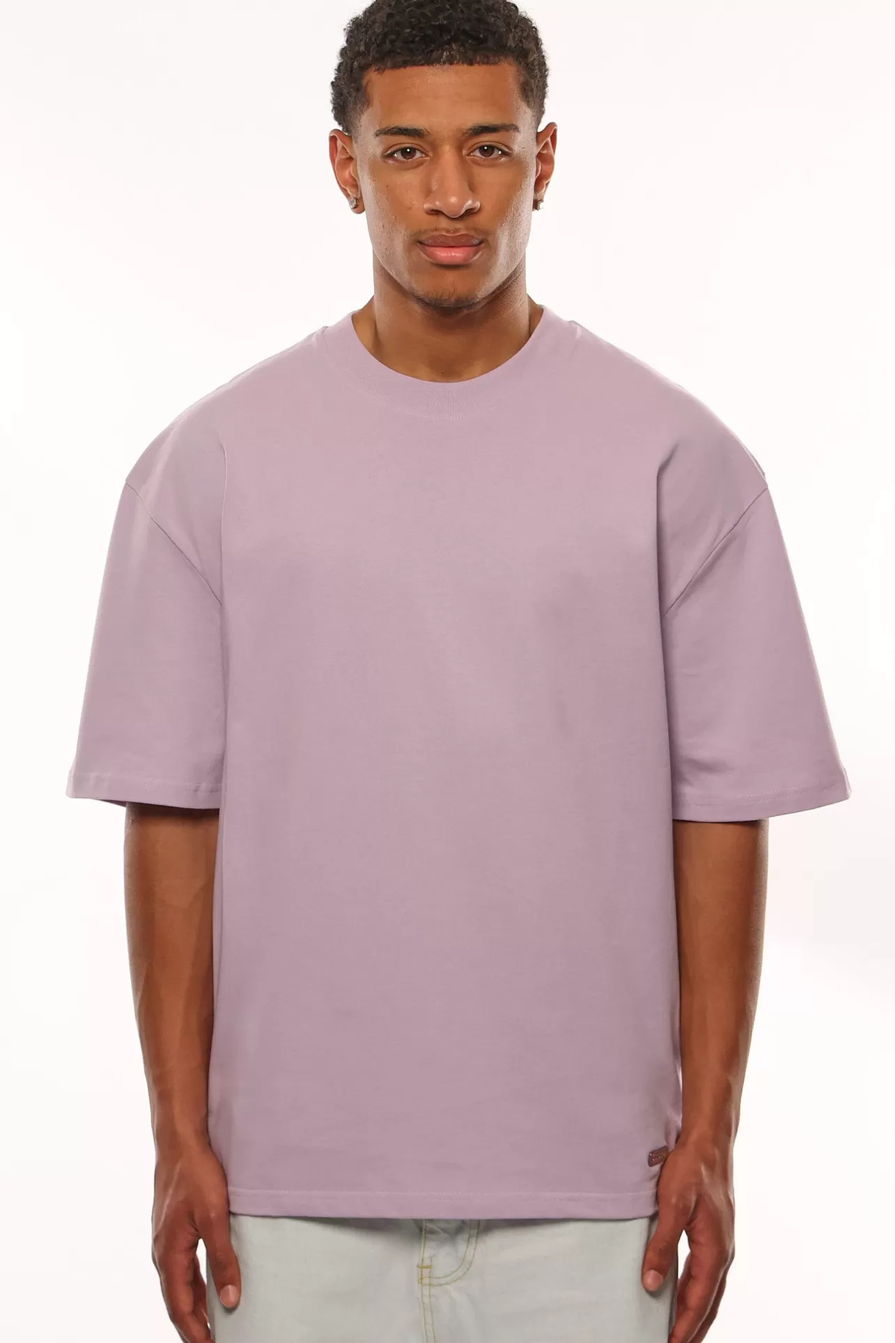 Dropsize HEAVY OVERSIZE METAL PATCH BASIC T-SHIRT PINK* T Shirt