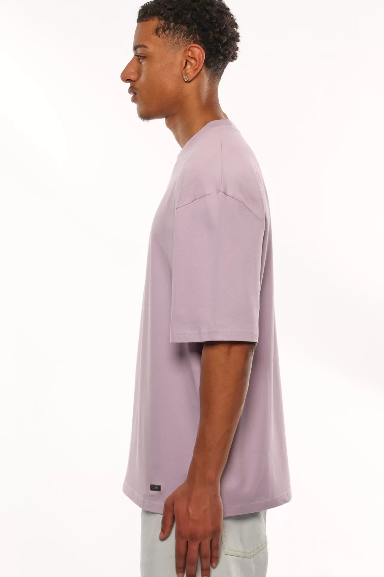 Dropsize HEAVY OVERSIZE METAL PATCH BASIC T-SHIRT PINK* T Shirt