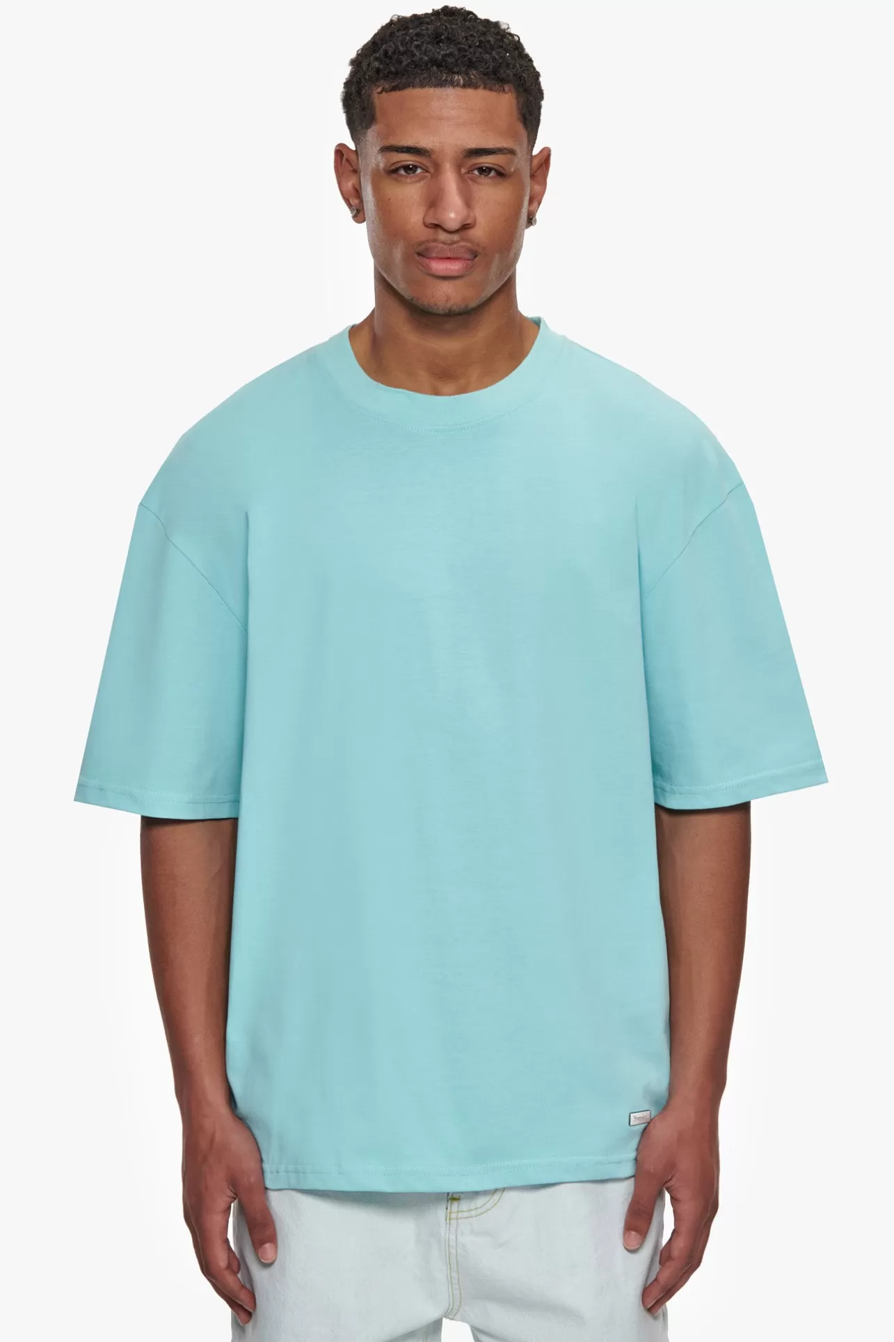 Dropsize HEAVY OVERSIZE METAL PATCH BASIC T-SHIRT TURQUOISE* T Shirt