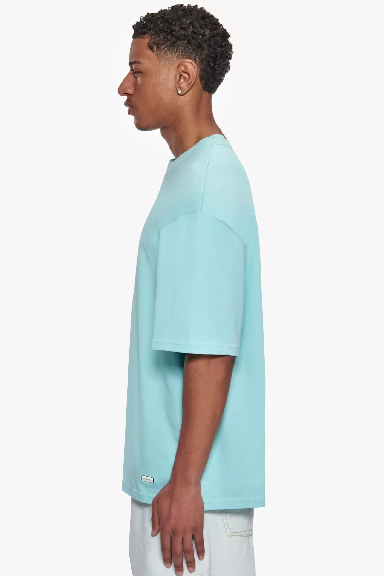 Dropsize HEAVY OVERSIZE METAL PATCH BASIC T-SHIRT TURQUOISE* T Shirt