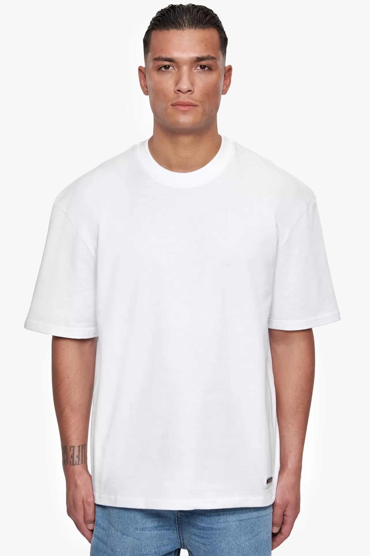 Dropsize HEAVY OVERSIZE METAL PATCH BASIC T-SHIRT WHITE* T Shirt