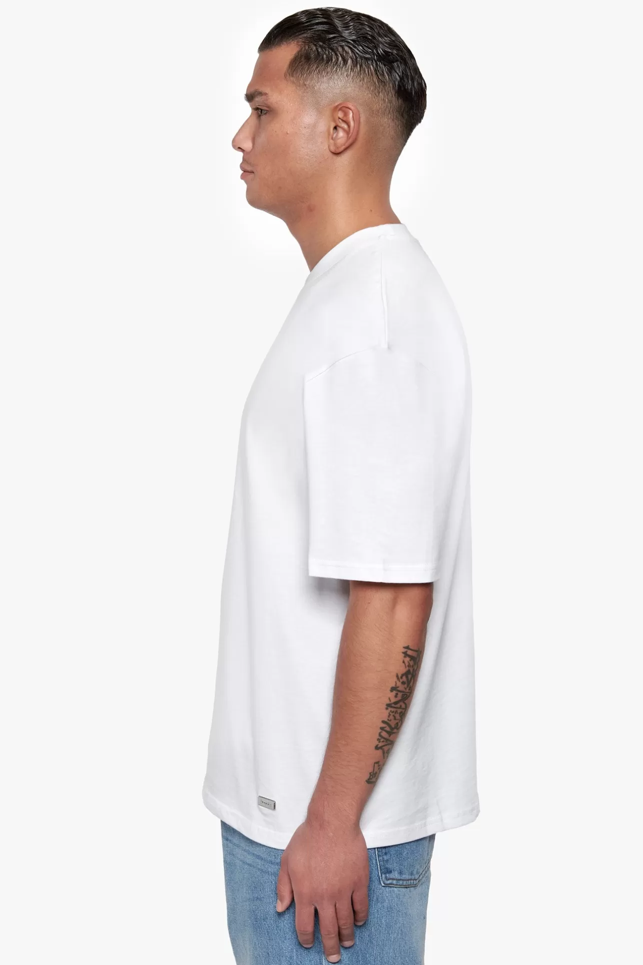 Dropsize HEAVY OVERSIZE METAL PATCH BASIC T-SHIRT WHITE* T Shirt