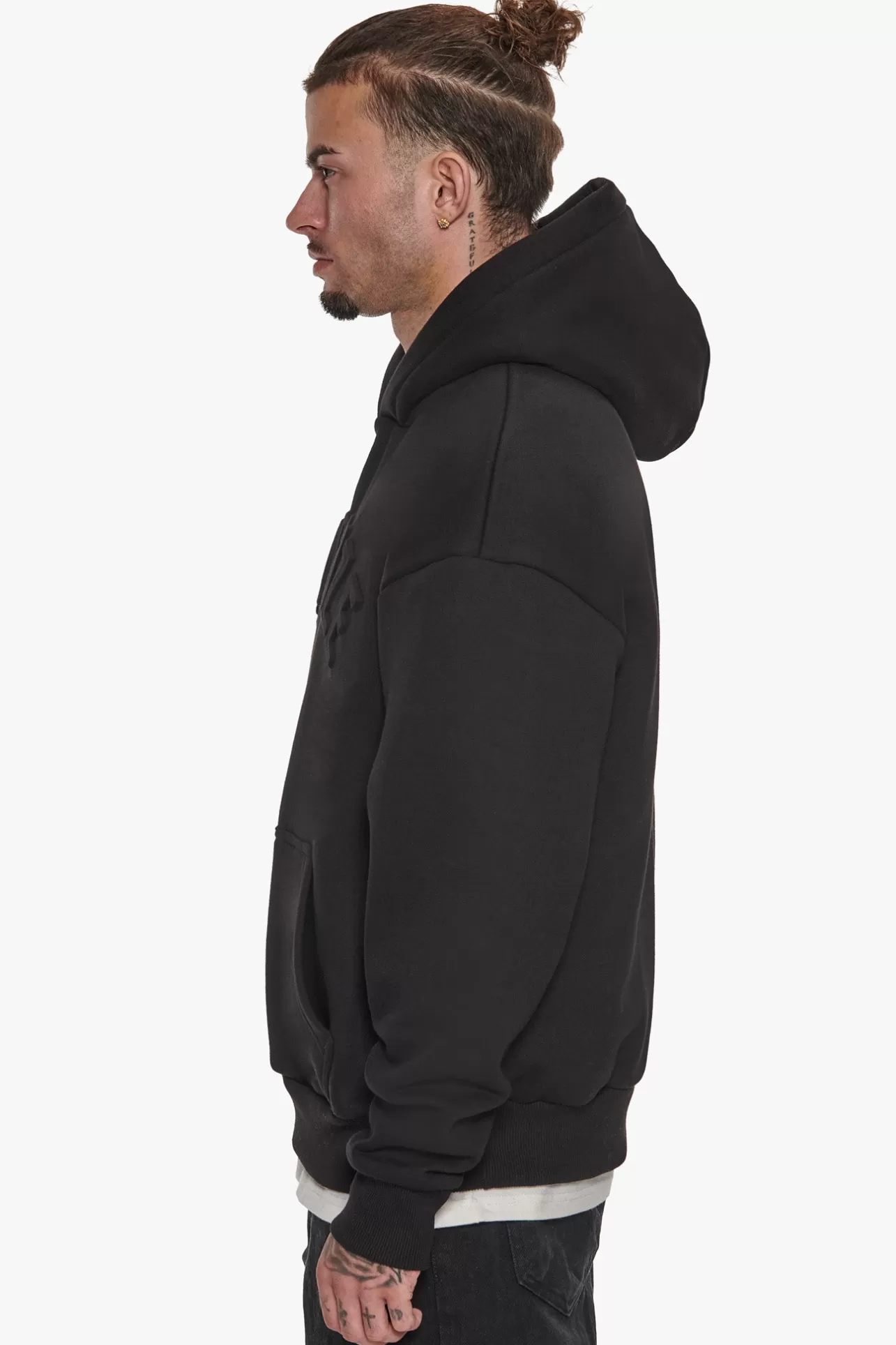 Dropsize HEAVY OVERSIZE MID HD HOODIE BLACK EMBOSSED* Hoodie