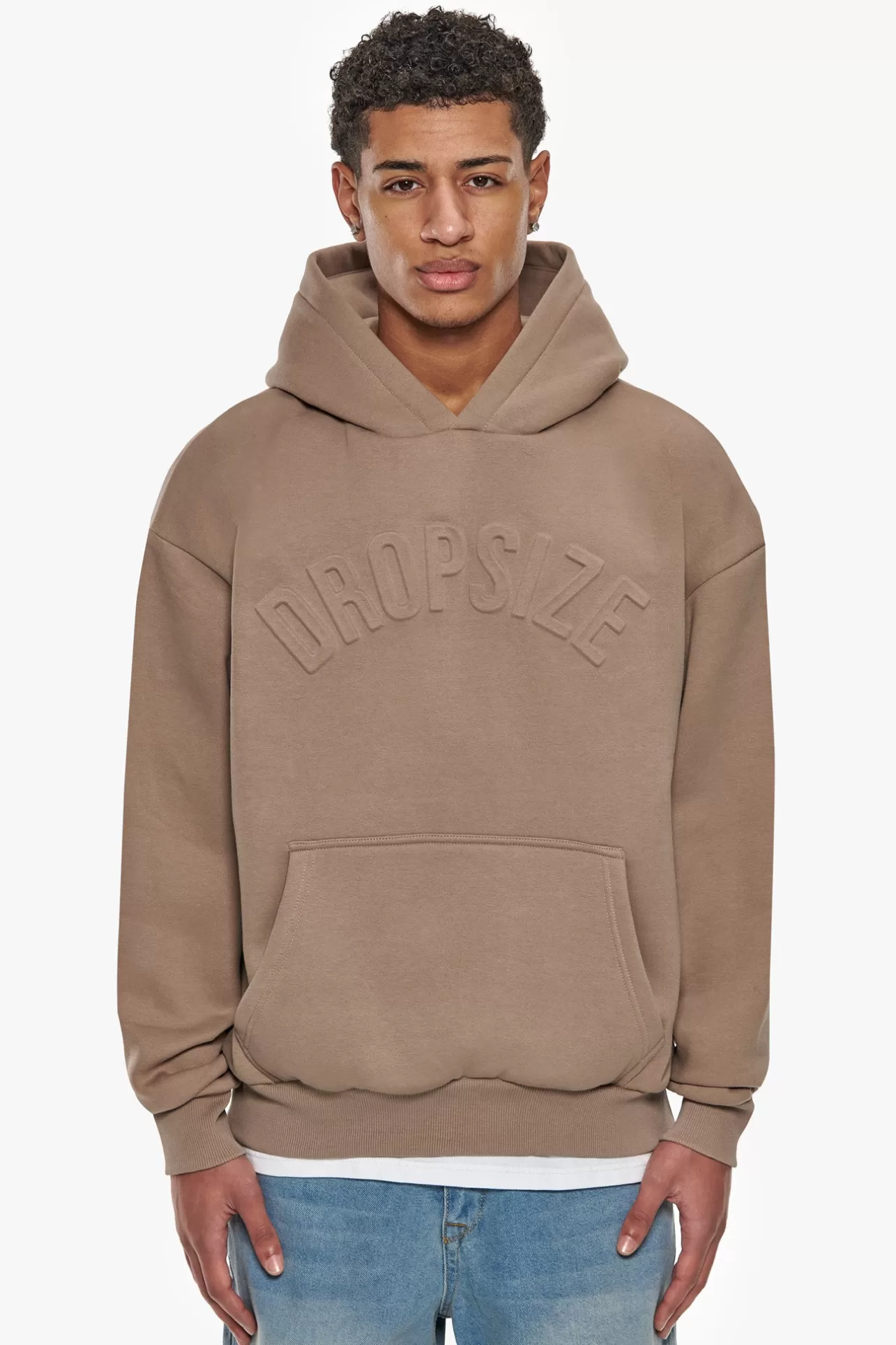Dropsize HEAVY OVERSIZE MID HD HOODIE SILVER MINK EMBOSSED* Hoodie