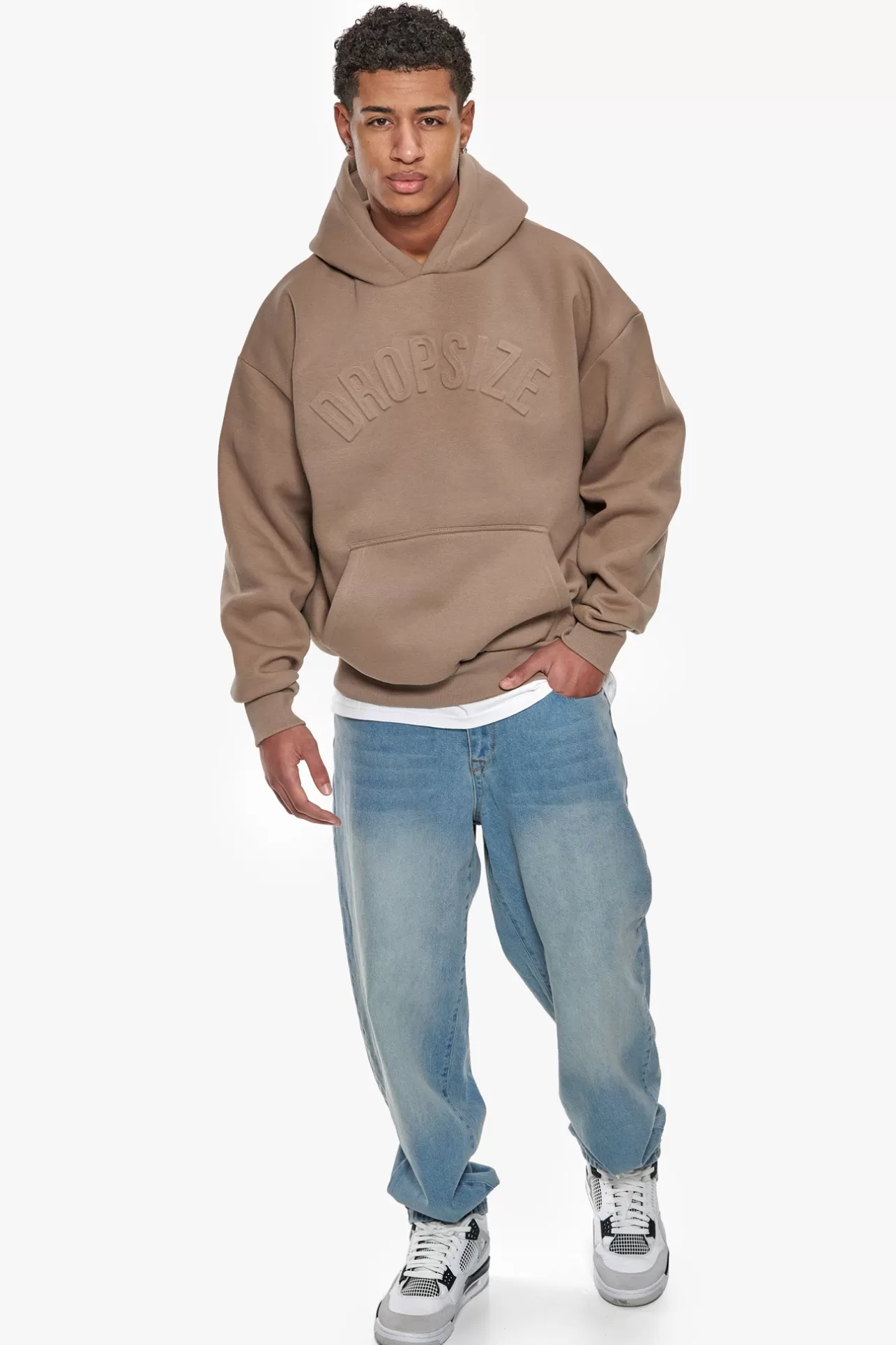 Dropsize HEAVY OVERSIZE MID HD HOODIE SILVER MINK EMBOSSED* Hoodie