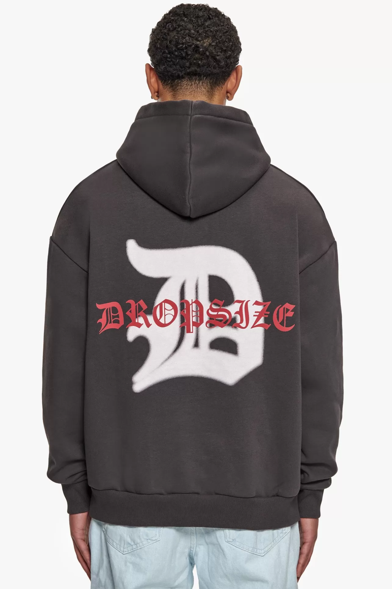 Dropsize HEAVY OVERSIZE MID LOGO HOODIE WASHED BLACK* Hoodie