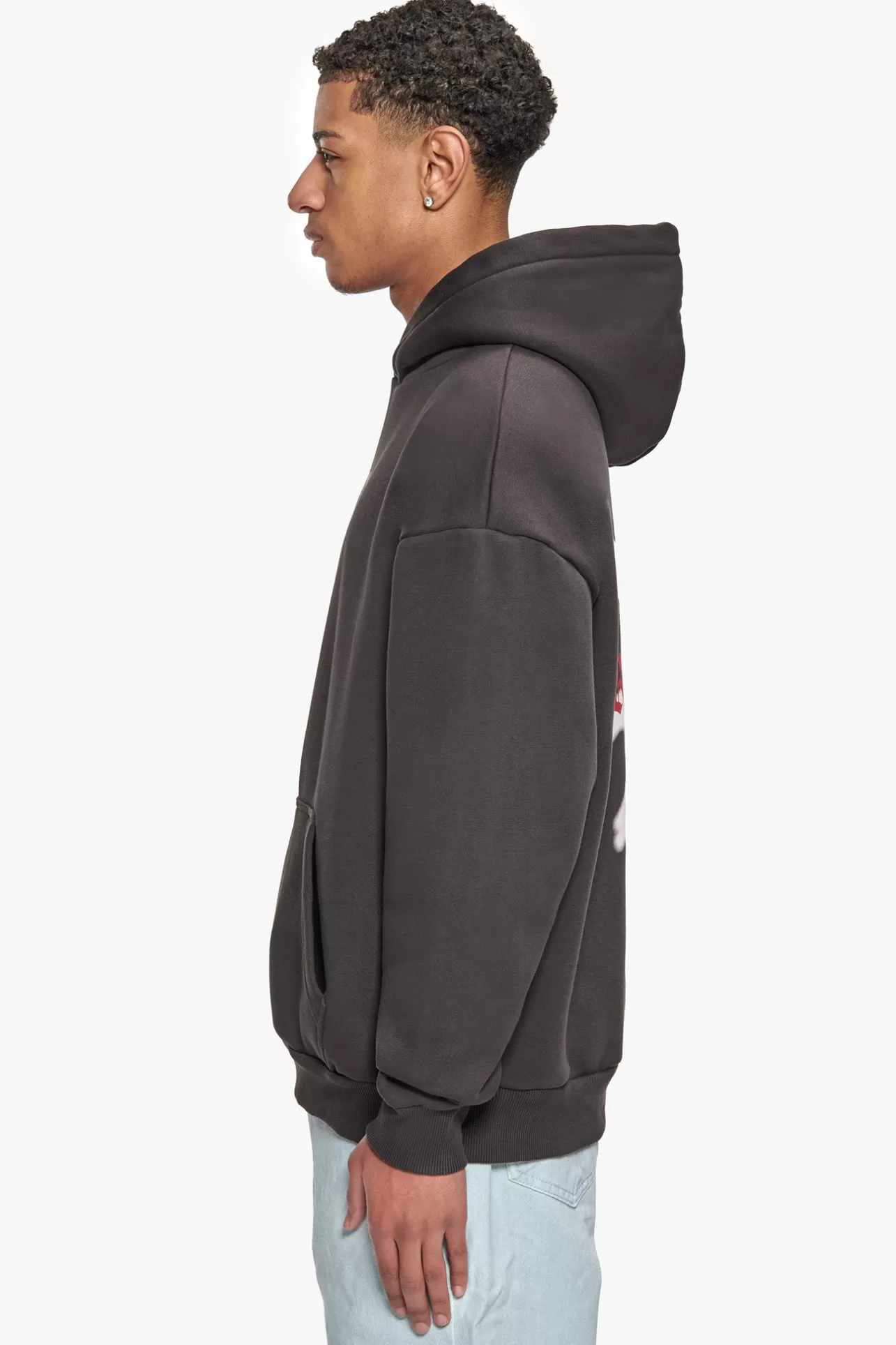 Dropsize HEAVY OVERSIZE MID LOGO HOODIE WASHED BLACK* Hoodie