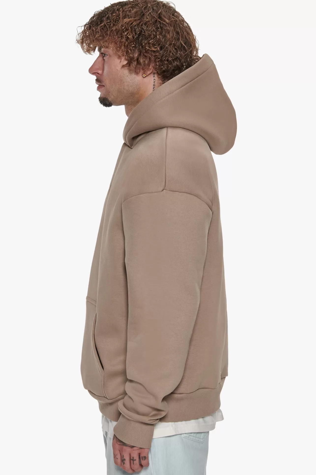 Dropsize HEAVY OVERSIZE MIDDLE EMBO HOODIE SILVER MINK* Hoodie