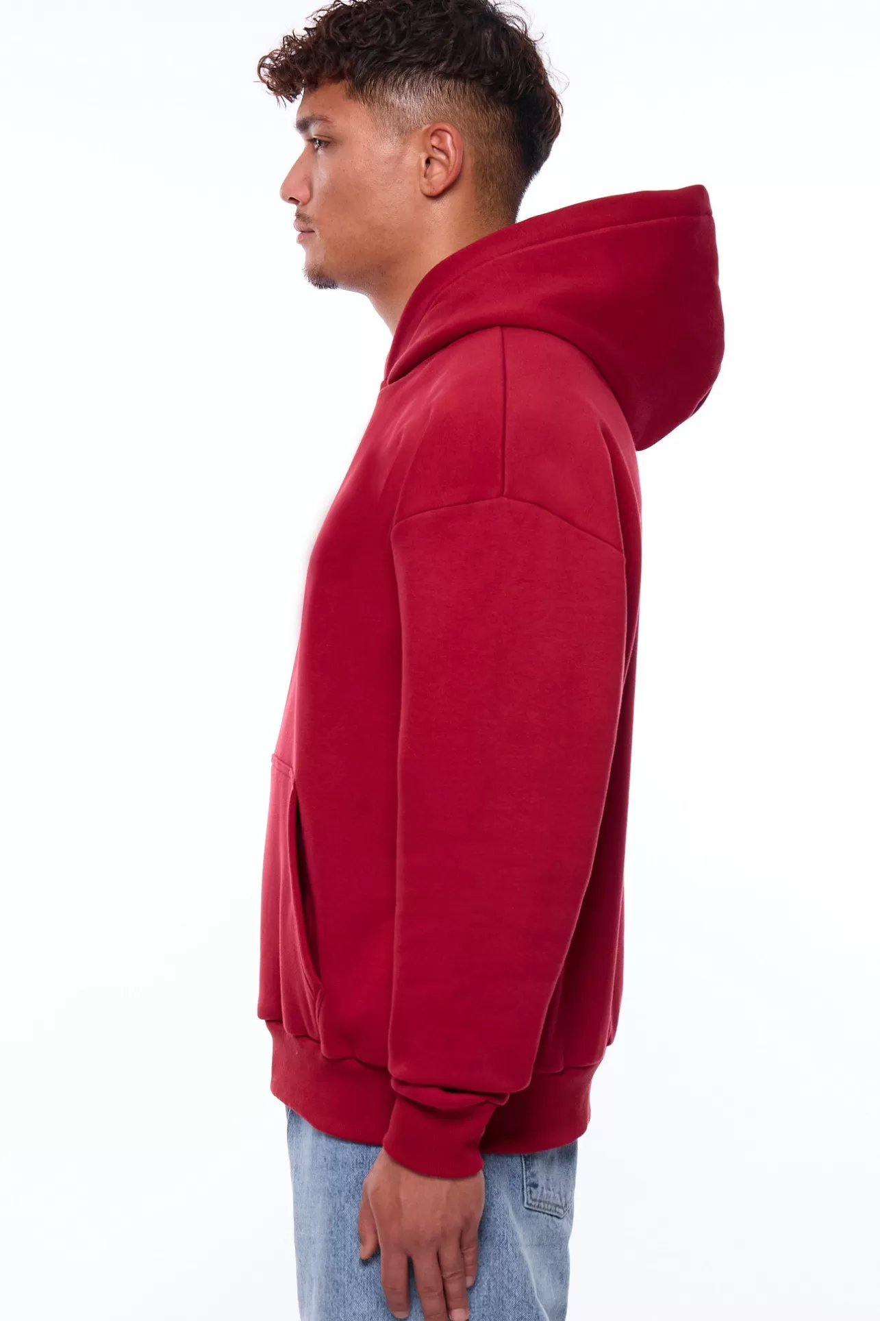 Dropsize HEAVY OVERSIZE MIDDLE LOGO HOODIE RED* Hoodie