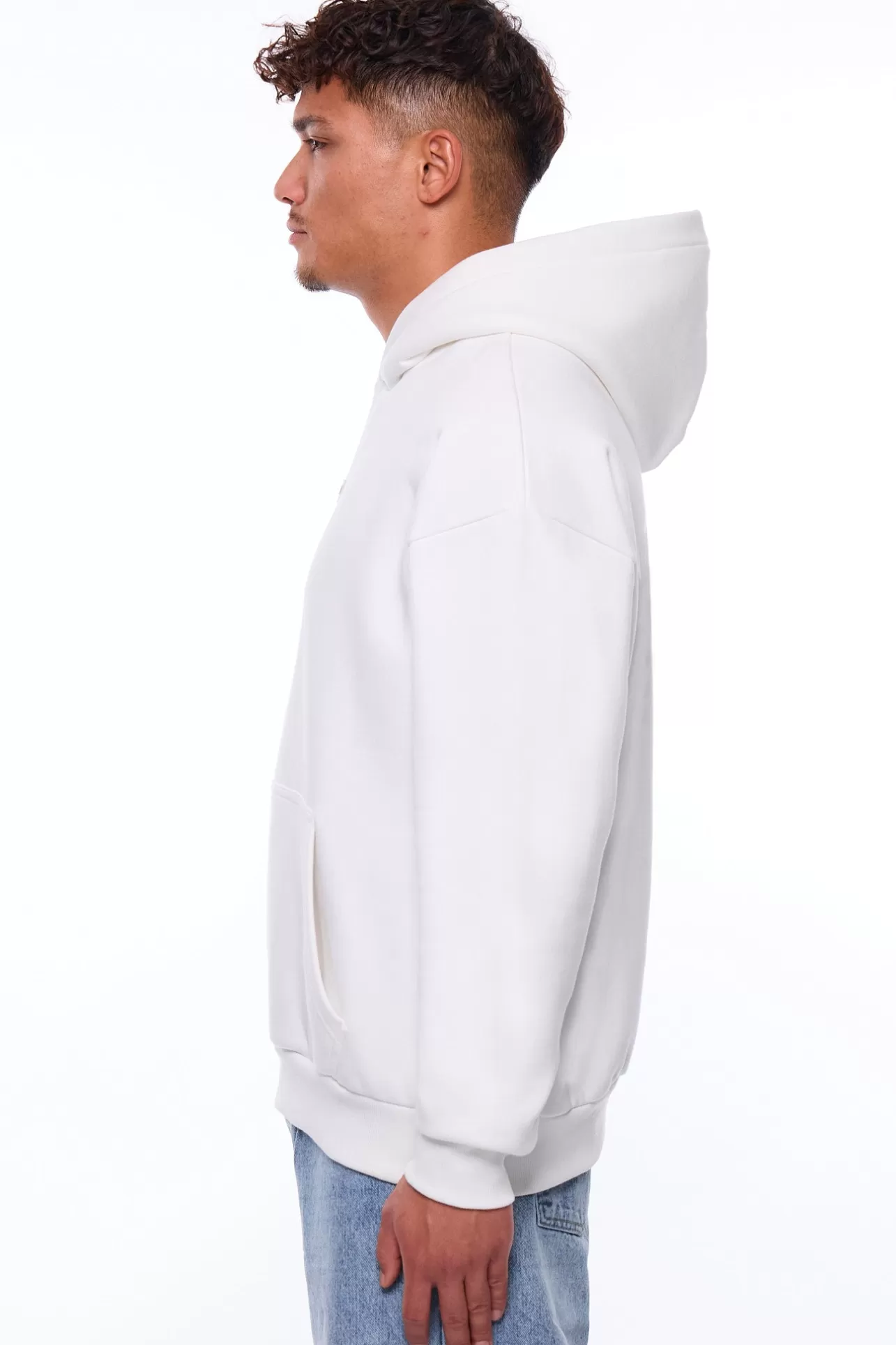 Dropsize HEAVY OVERSIZE MIDDLE RUBBER PATCH HOODIE CREAM WHITE* Hoodie